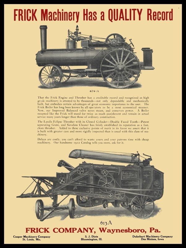 1915 Frick Steam Engine Tractor & Thresher NEW METAL SIGN: 9×12&Prime; Free Shipping