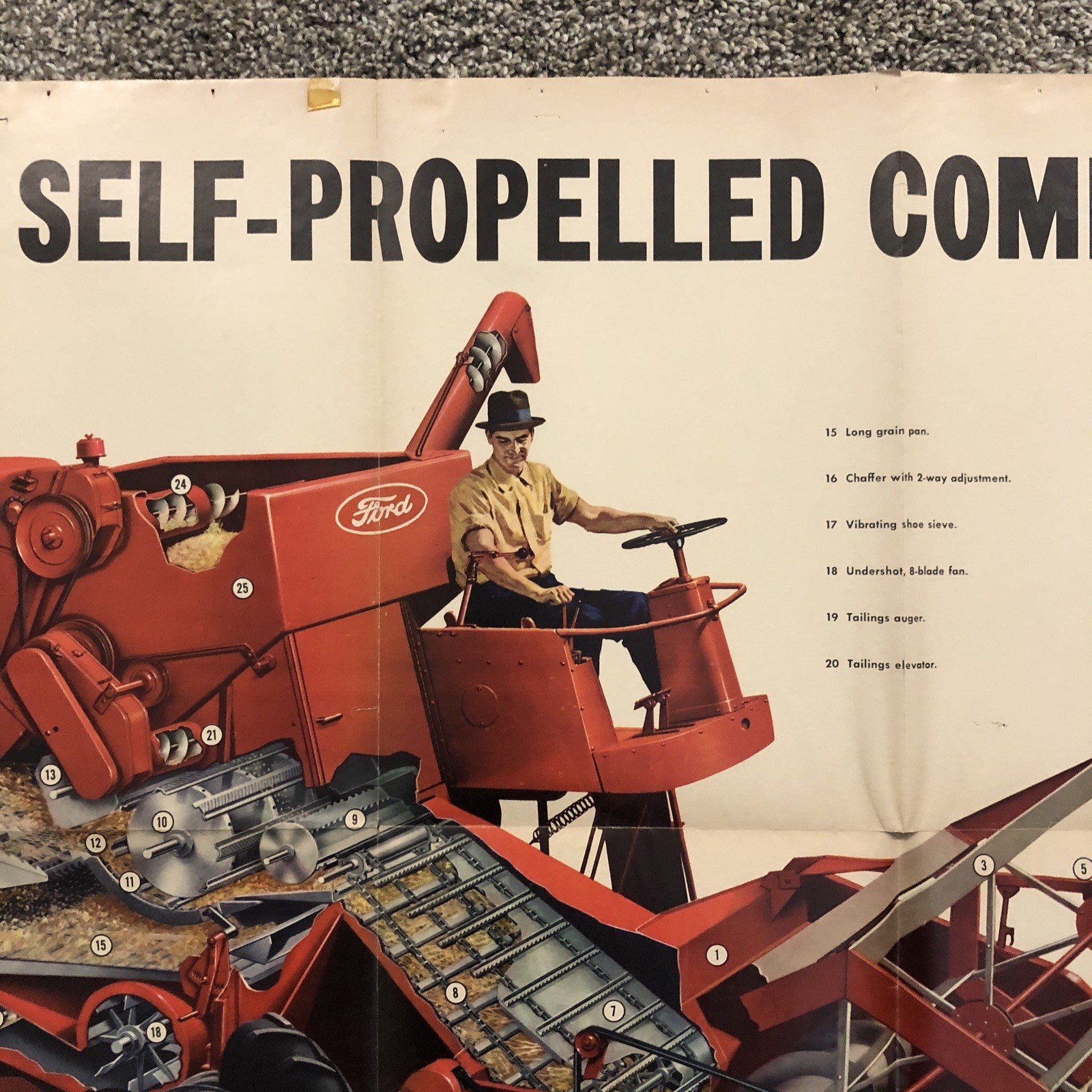 Rare Ford Tractors Implement Mailing POSTER Brochure 31×23” Combine