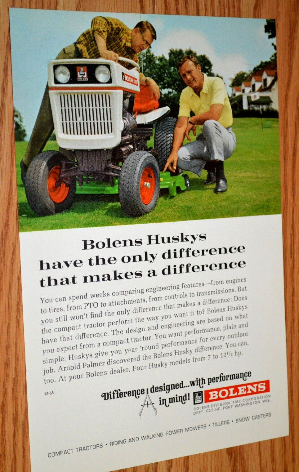 1969 BOLENS HUSKYS RIDING LAWN MOWER ORIGINAL VINTAGE ADVERTISEMENT AD TRACTOR