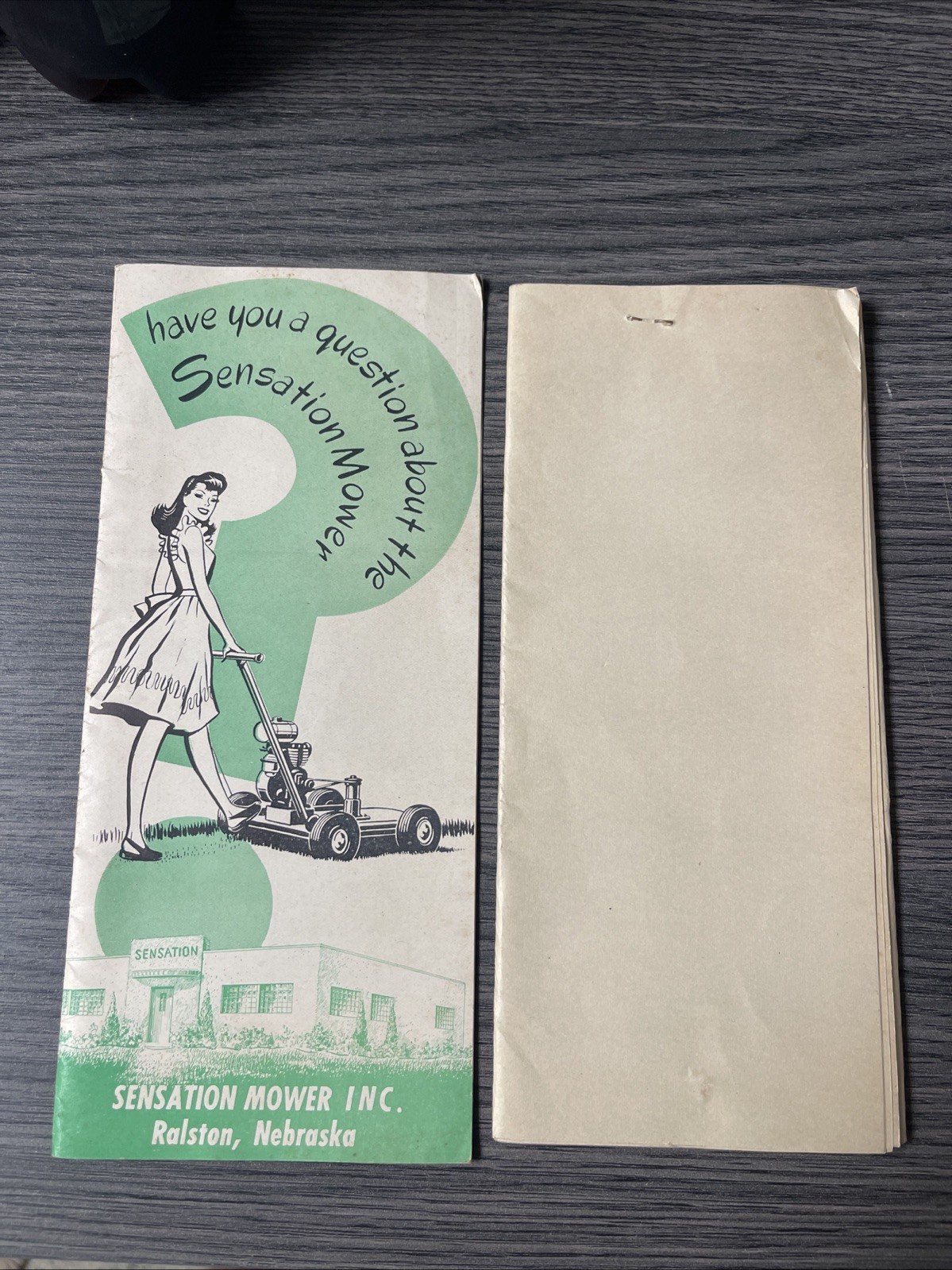 Vintage 1950s Sensation Mower Inc Ralston NE Sales Brochure And User Guide