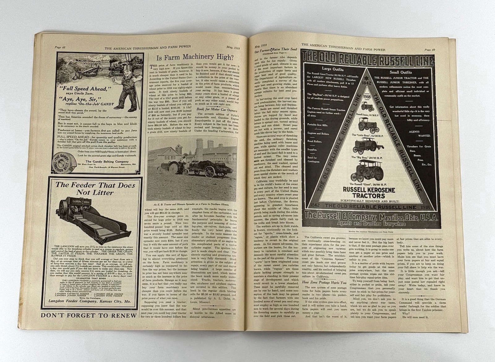 The American Thresherman & Farm Power MAGAZINE May 1918 MADISON, WIS.