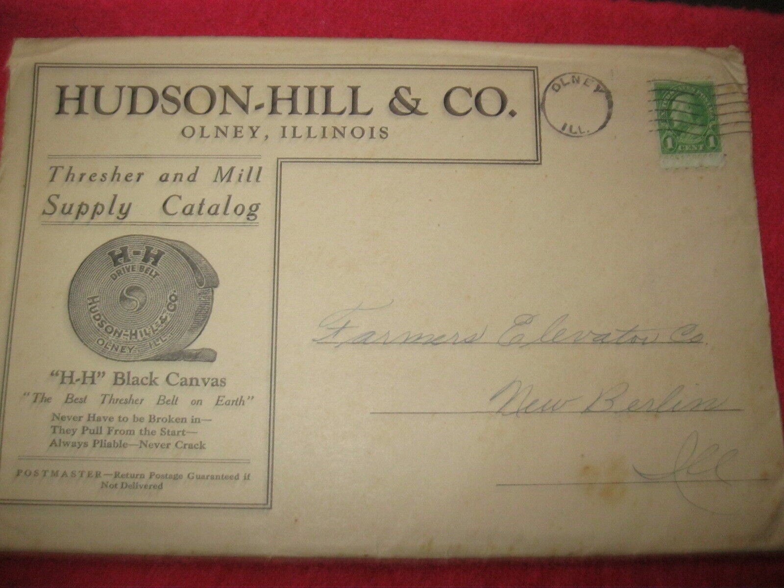1936 HUDSON HILL & Co, OLNEY ILLINOIS THRESHER AND MILL CATALOG,MINT IN ENVELOPE