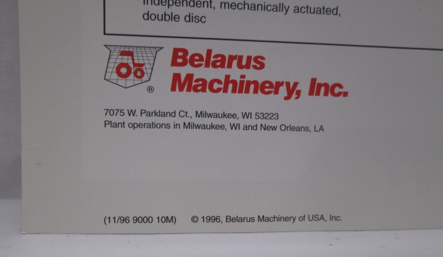Belarus 9000 Series Tractors 9011 9045 9311 9345 Brochure Specifications 1996