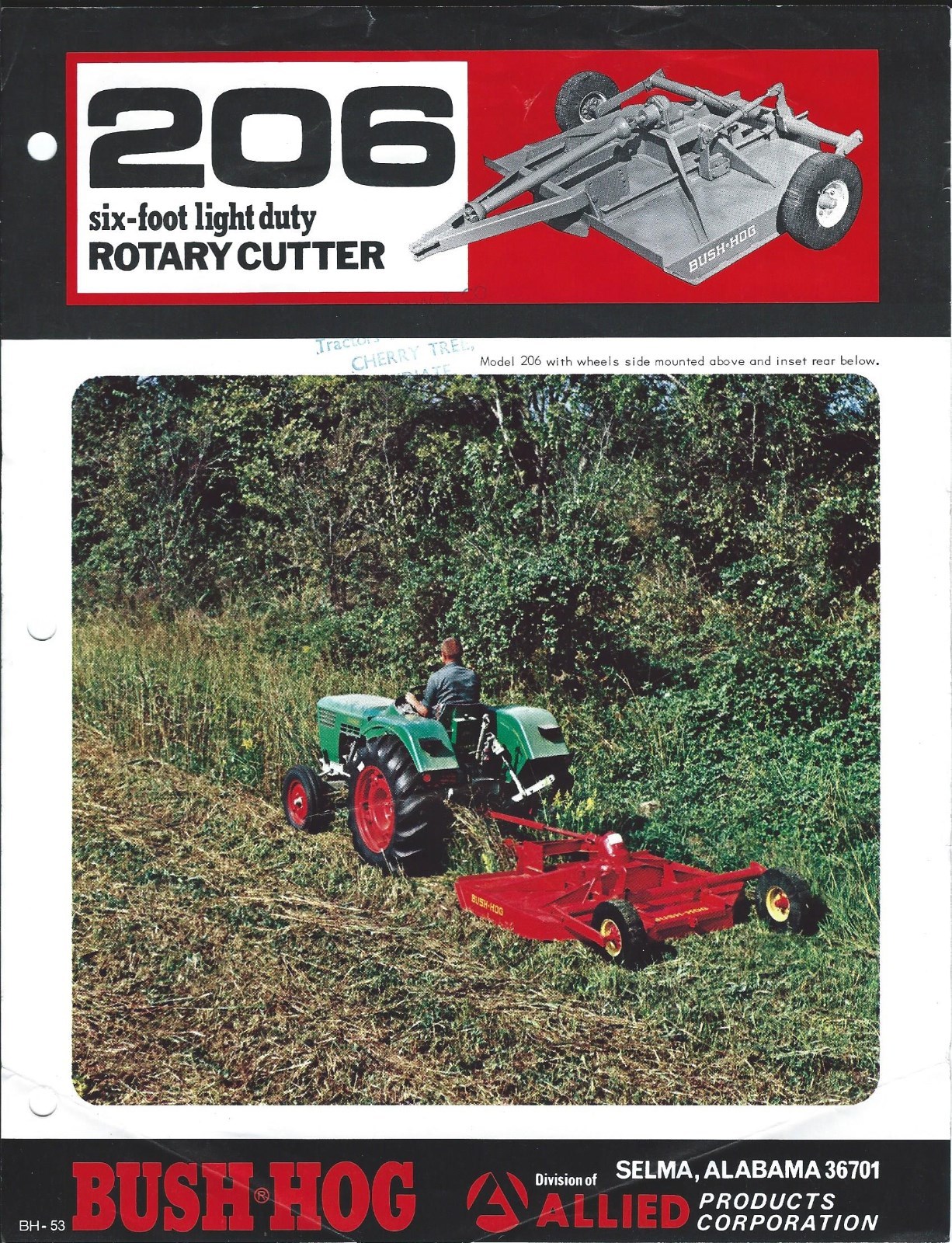 Farm Equipment Brochure – Bush Hog – 206 – Rotary Cutter – c1970&rsquo;s (F5126)