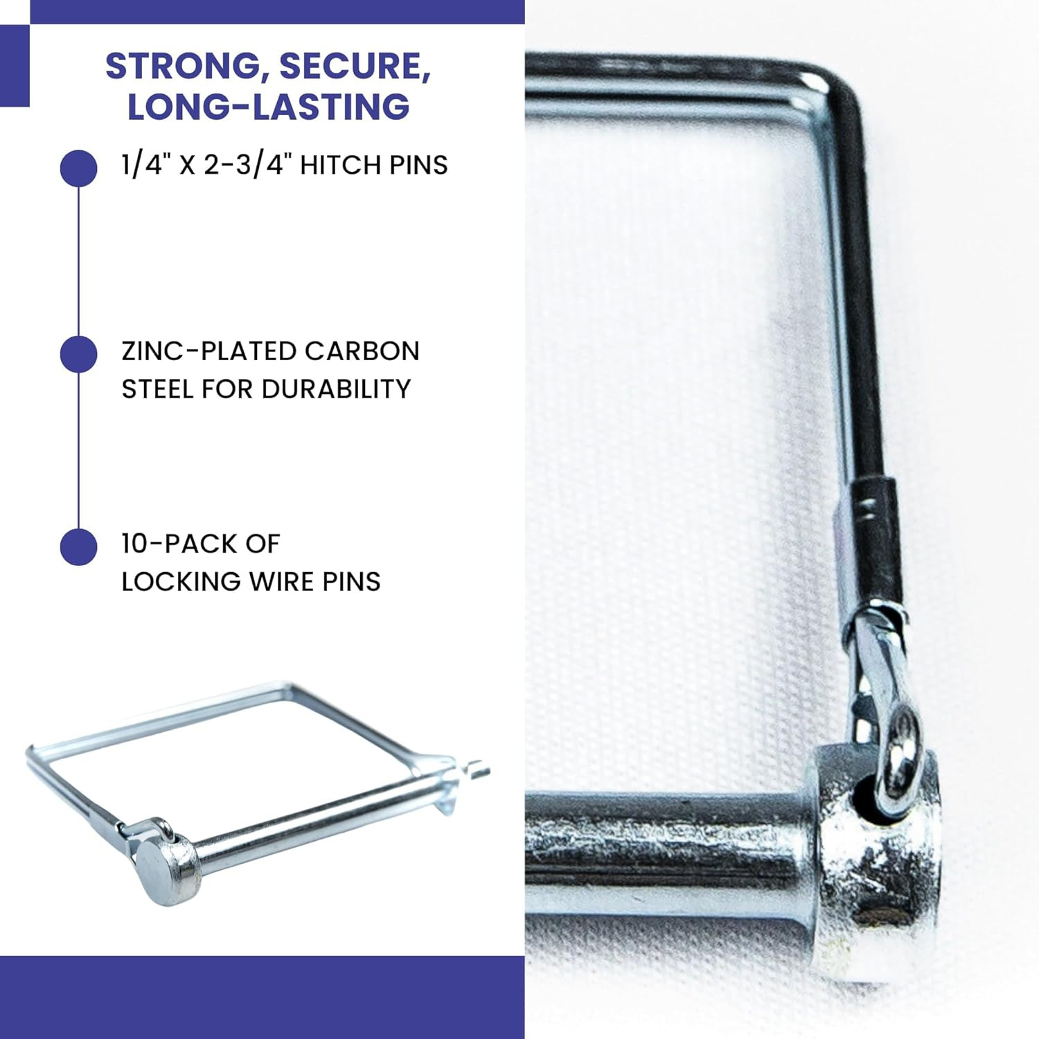 10 Pcs Square Shaft Locking Pin Safety Coupler Pin 1/4 Inch Wire Lock Pin New
