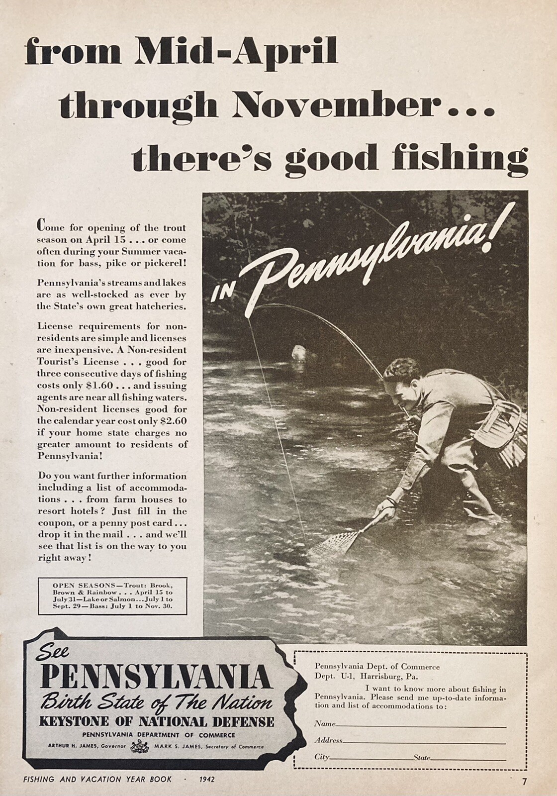 1942 AD.(XG25)~PENN., DEPT. OF COMMERCE TOURIST BUREAU KEYSTONE STATE VACATION