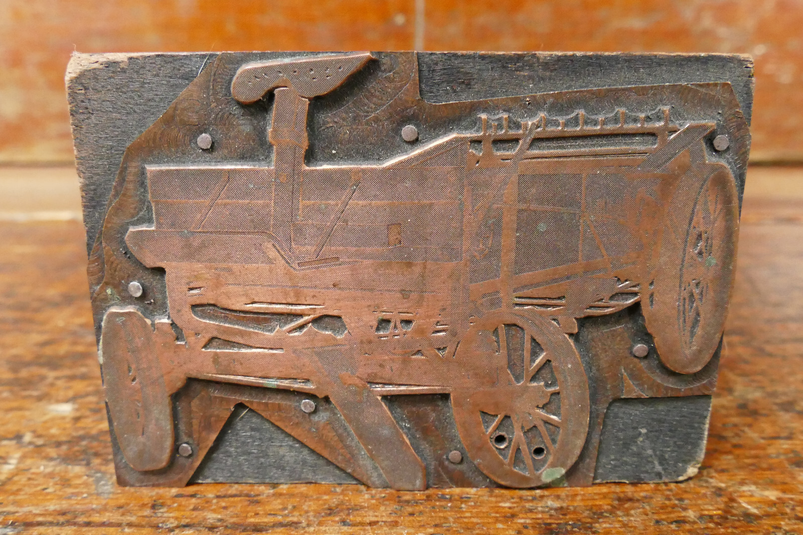 Antique 1880s/1890s Farm Implement Hay Wagon Advertising Copper Printers Block