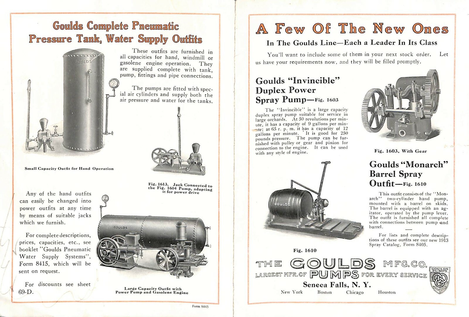 Goulds Pumps Spray Windmill Pneumatic Pressure Tank Advertising Seneca Falls NY