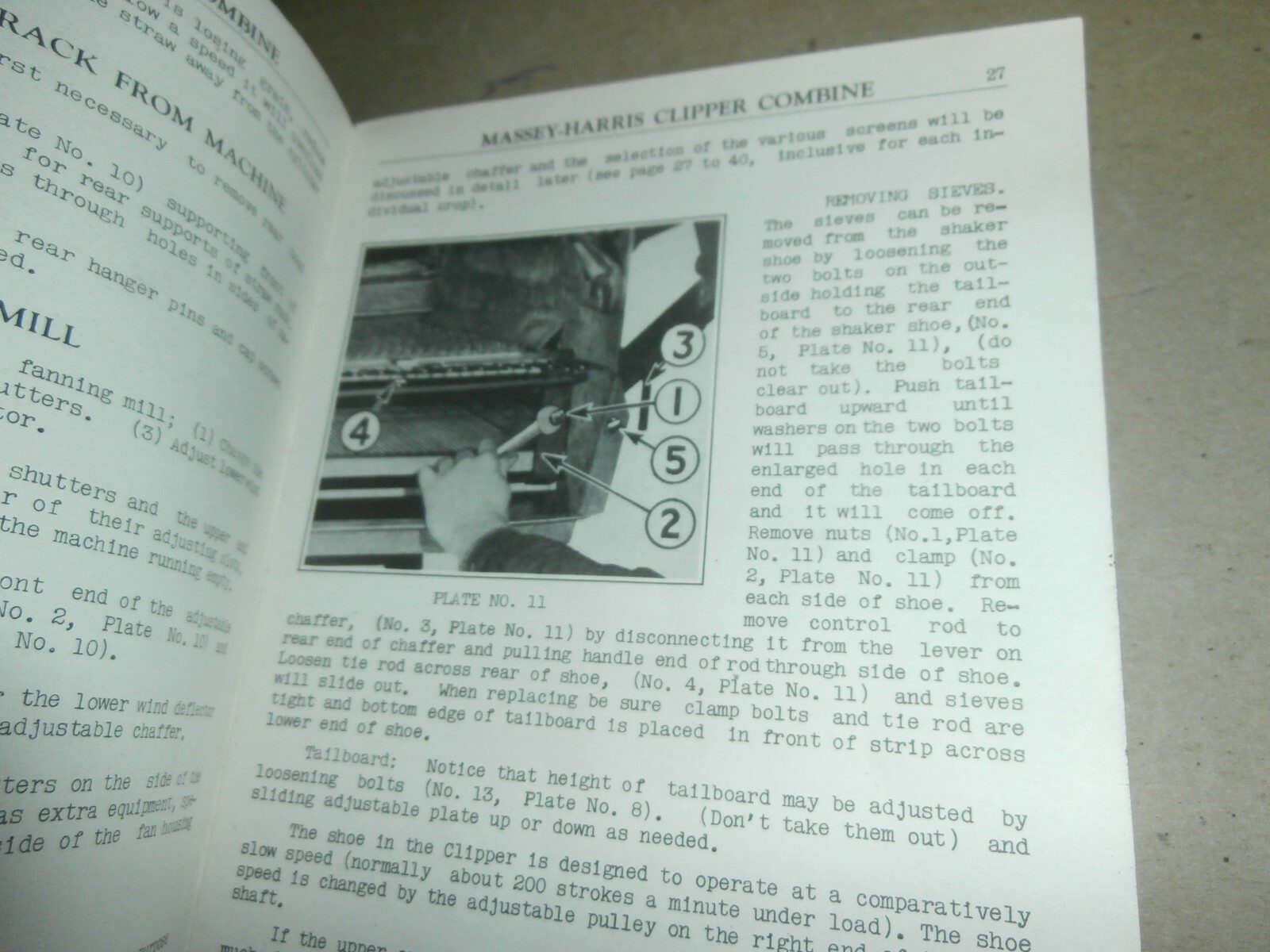 Vintage 1943 Massey Harris Service Manual Clipper Combine 6ft 7ft