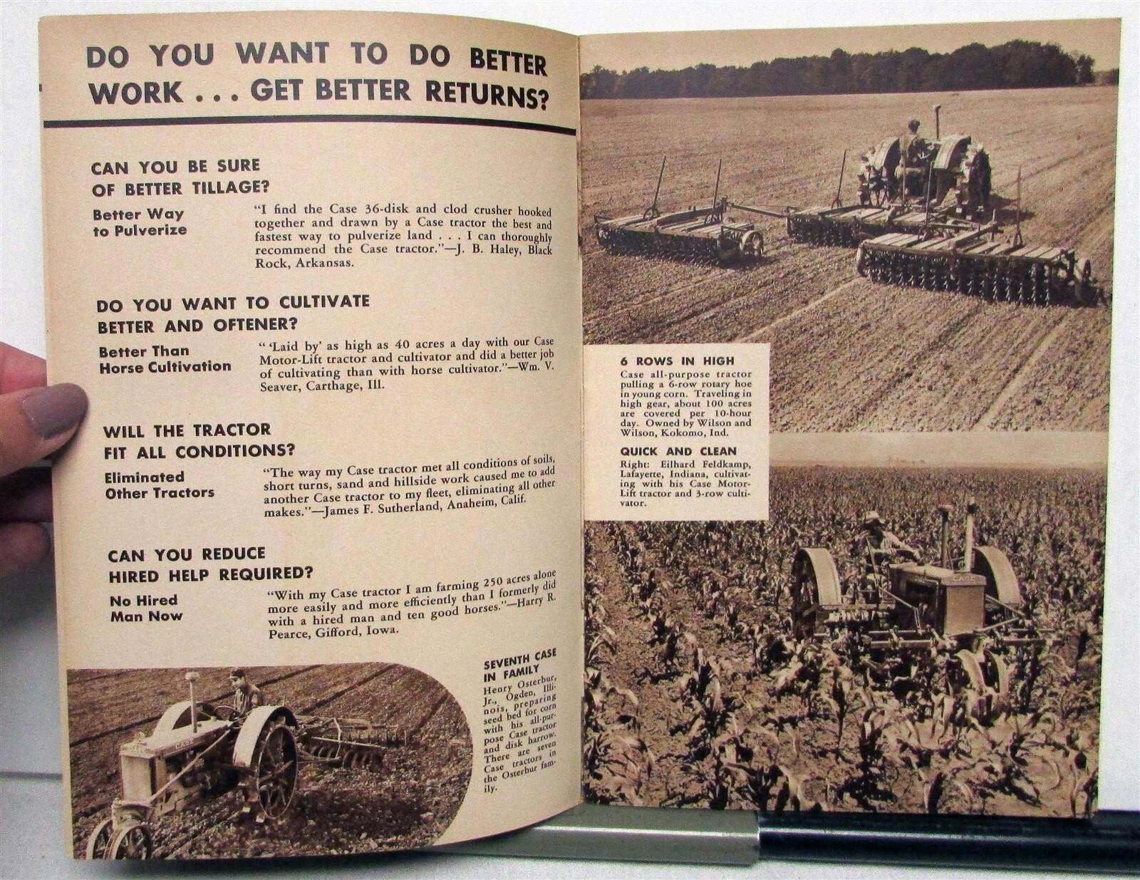 1936 Case Farm Power That Pays 40 Ways Farming Sales Booklet & Mailer