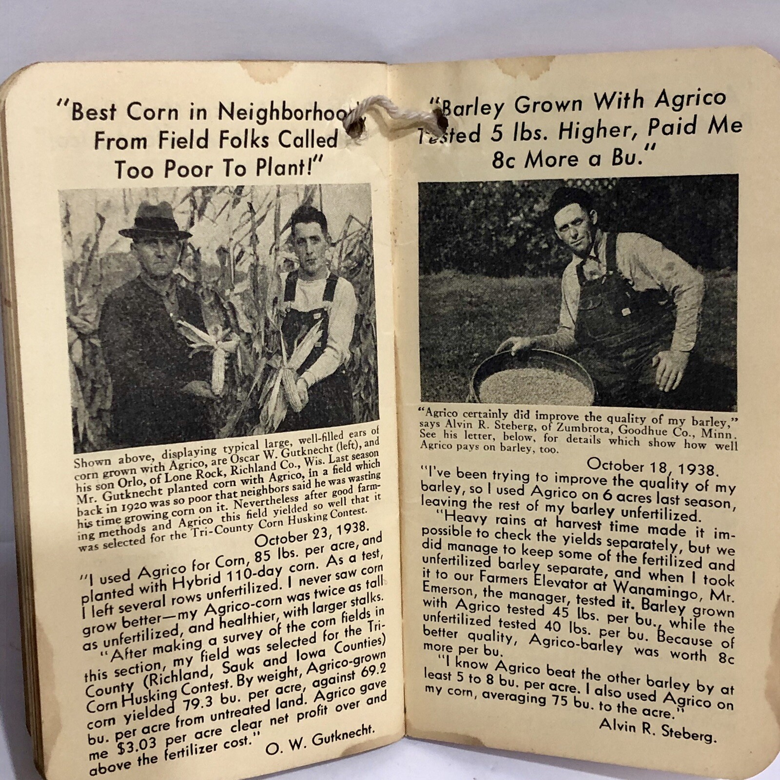 Vintage Agrico 1939 Advertising Fertilizer Memo Notebook Calendar Written Notes