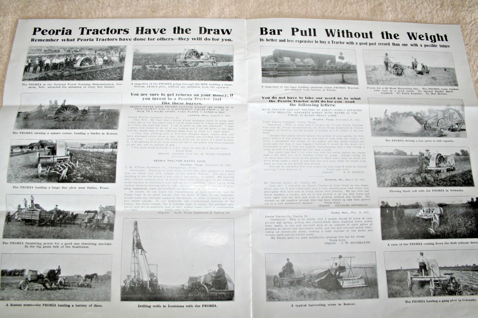 PEORIA TRACTOR CO. BROCHURE 1916
