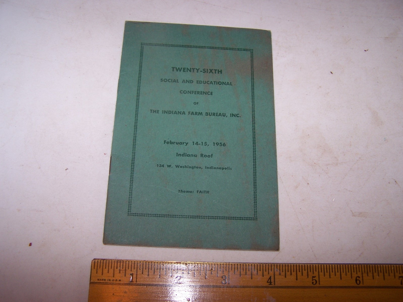 1956 INDIANA FARM BUREAU Social & Educational Conference Program INDIANAPOLIS