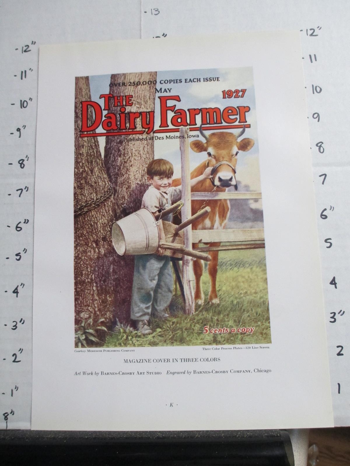 trade magazine ad 1927 BARNES Crosby Engraving printing Dairy Farmer cow milk