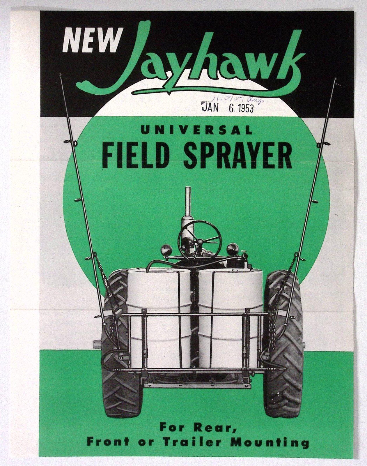 1953 New Jayhawks Universal Field Sprayer Wyatt Manufacturing Co Salins KS
