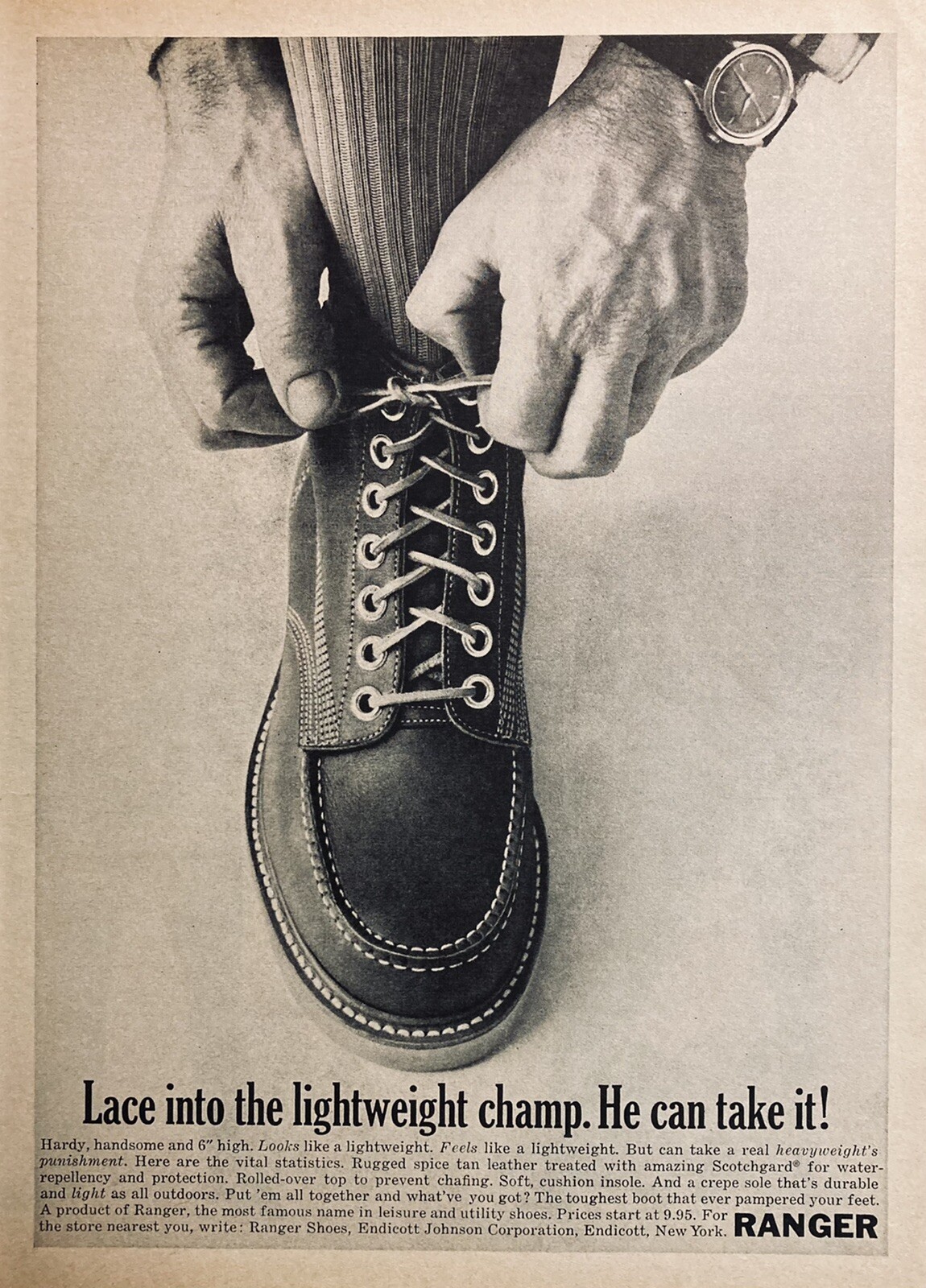 1962 AD.(XH58)~ENDICOTT JOHNSON CO. ENDICOTT, NY. RANGER SHOES