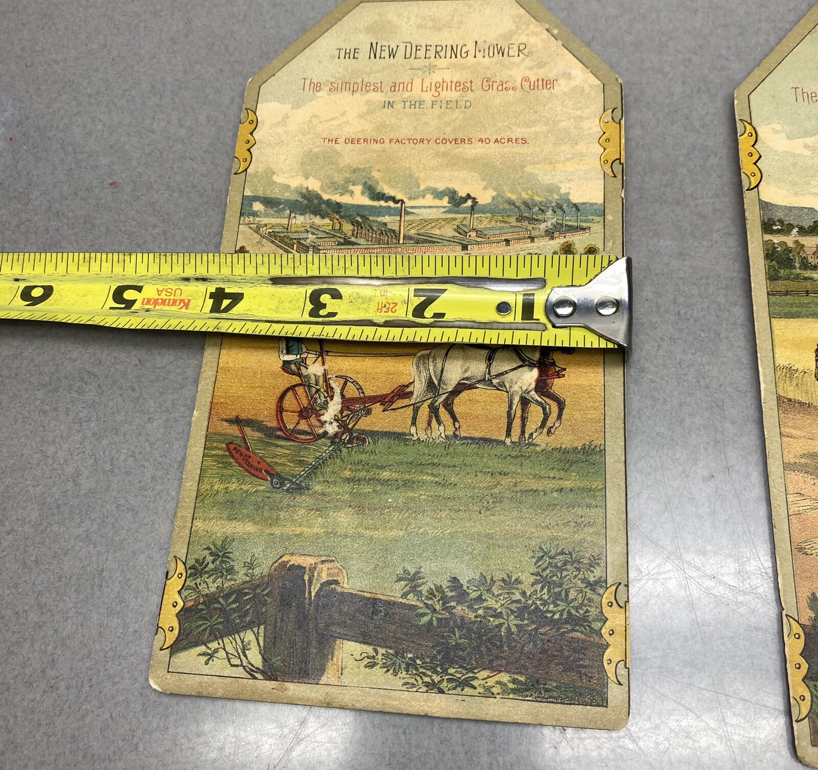Antique Deering Mower And Reaper Pair Of Victorian Trade Cards
