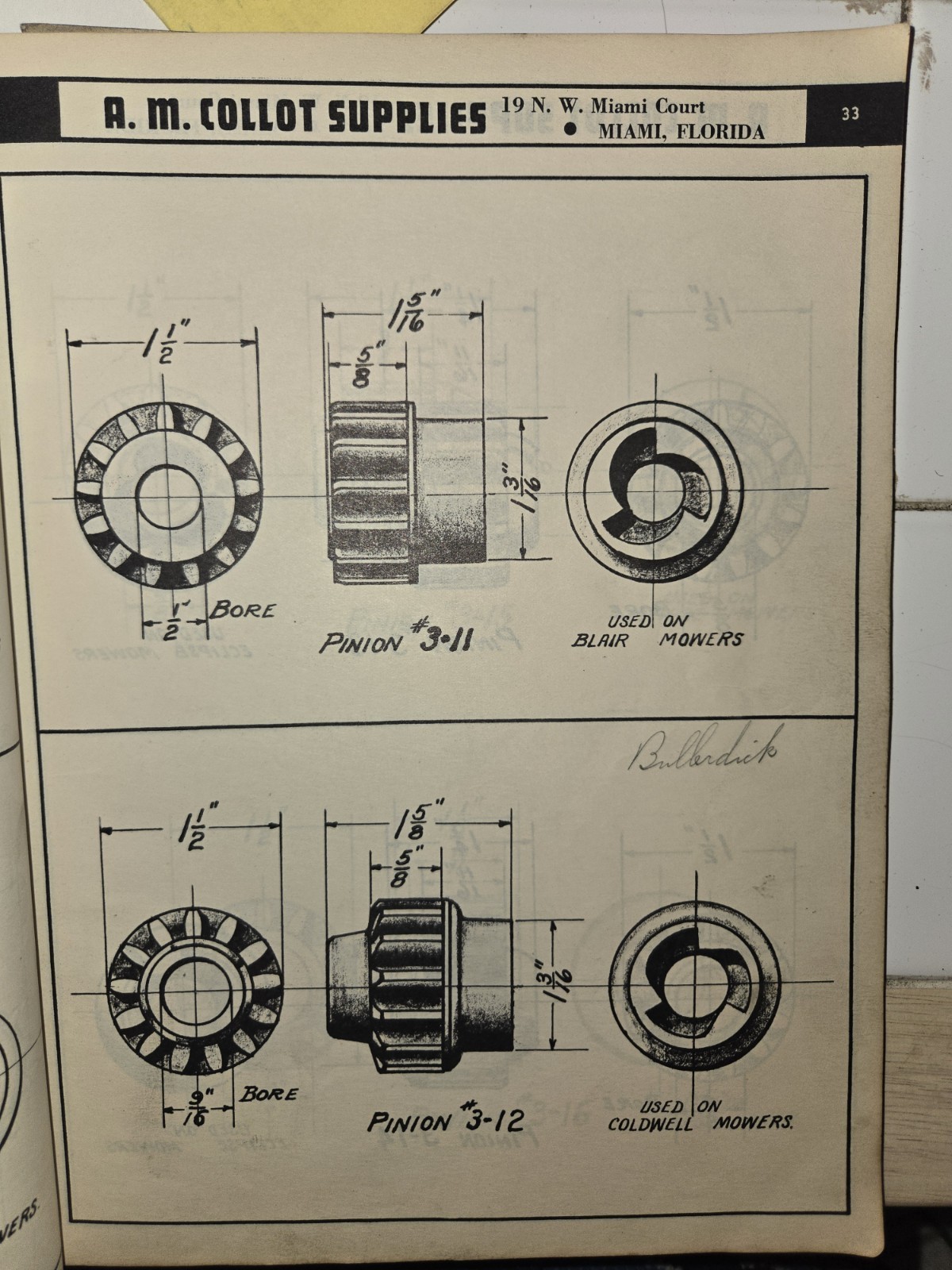 RARE AND OLD A.M COLLOT LAWN MOWER SERVICE AND PARTS CATALOG NO. 2 MIAMI FLORIDA