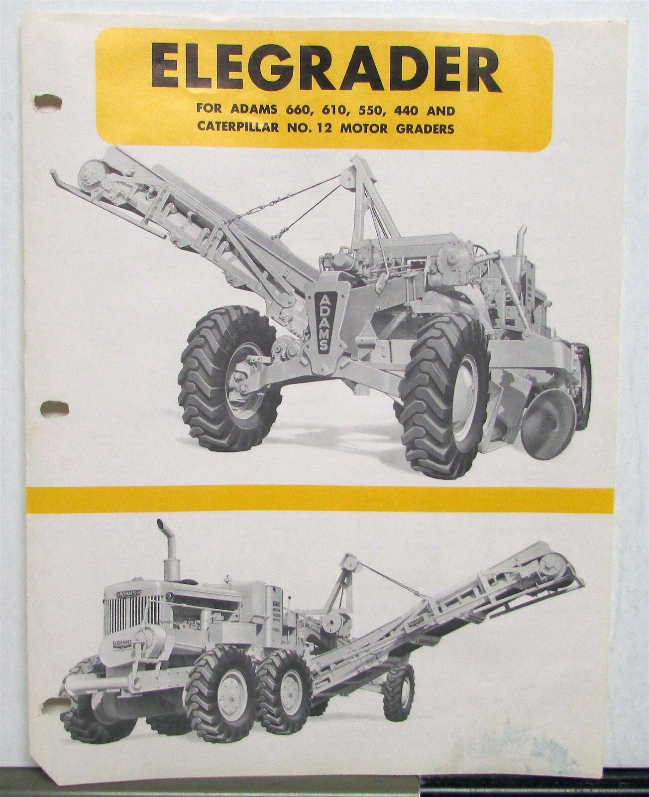 1956 LeTourneau-Westinghouse Elegrader Attachment Specs Construction Data Sheet