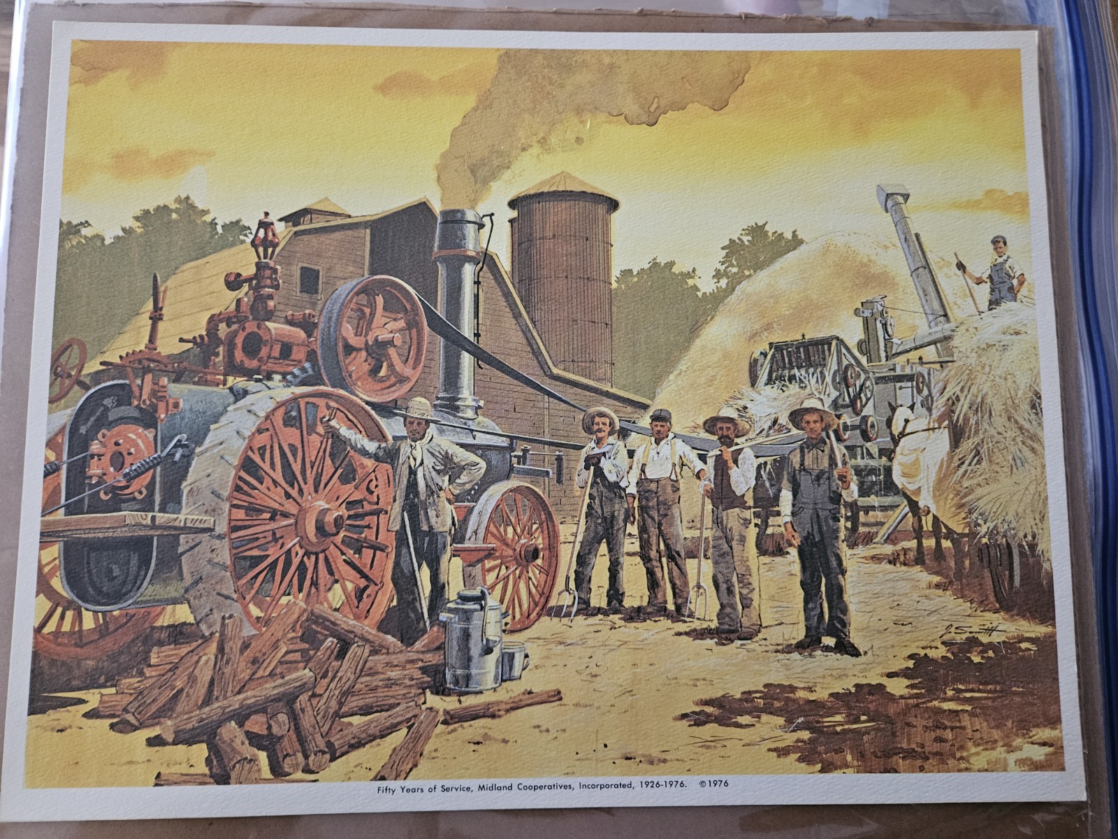 Vintage 1976 Midland Cooperatives 50th Anniversary Steam Threshing Art Print