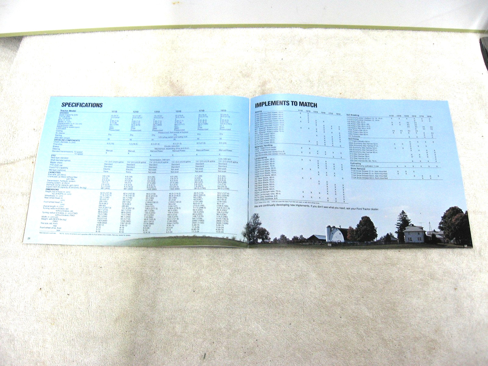 VINTAGE 1986 FORD TRACTOR BROCHURE 1000 SERIES 1110 1210 1310 1510 1710 1910
