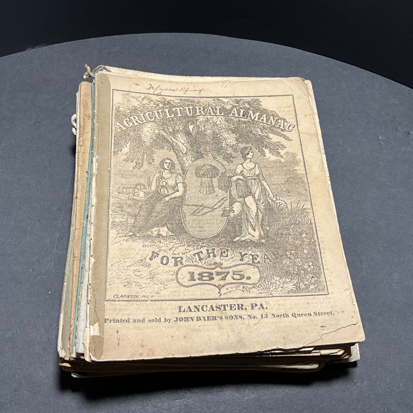 Antique LOT of 24 AGRICULTURAL ALMANACS 1837-1967 English German 19th C.