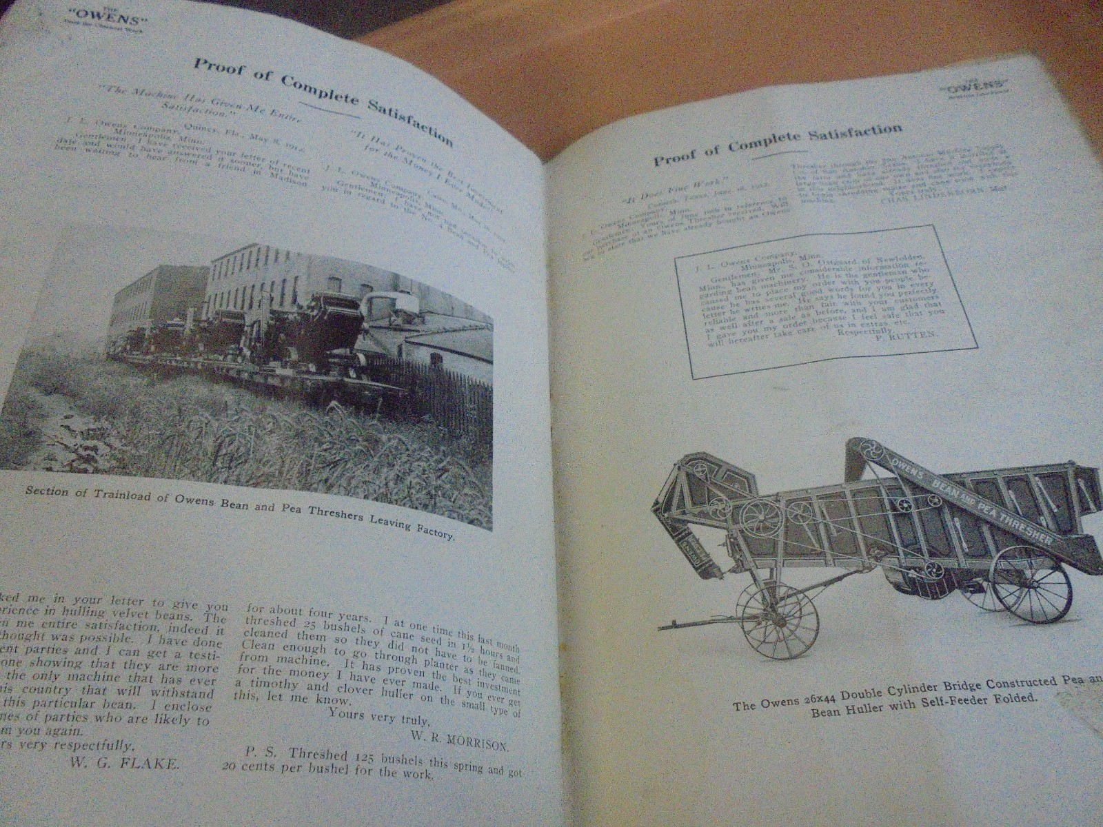 Vintage The Owens Pea and Bean Threshers booklet circa 1915