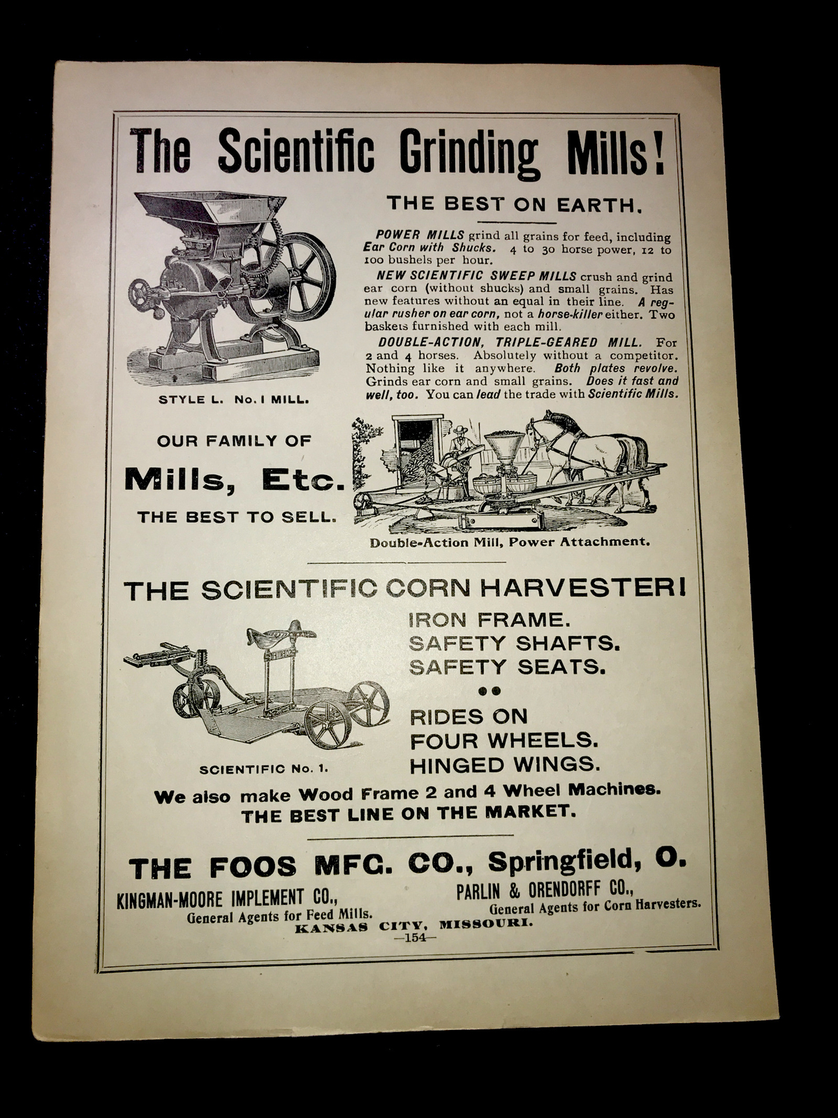 1898 Scientific Farm Machinery Advertising – Springfield – Ohio & Kansas City MO
