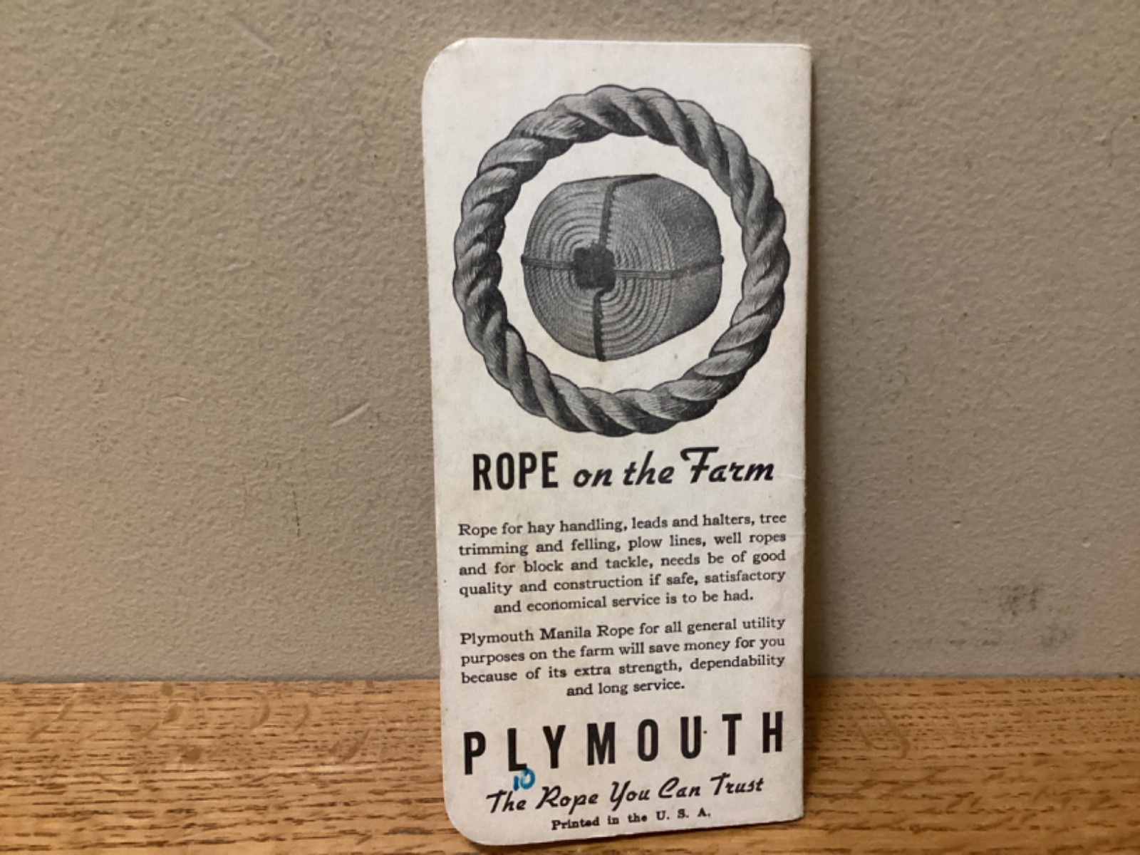Plymouth Binder Twine 1938-39 Advertising Pocket Notebook North Plymouth Mass.