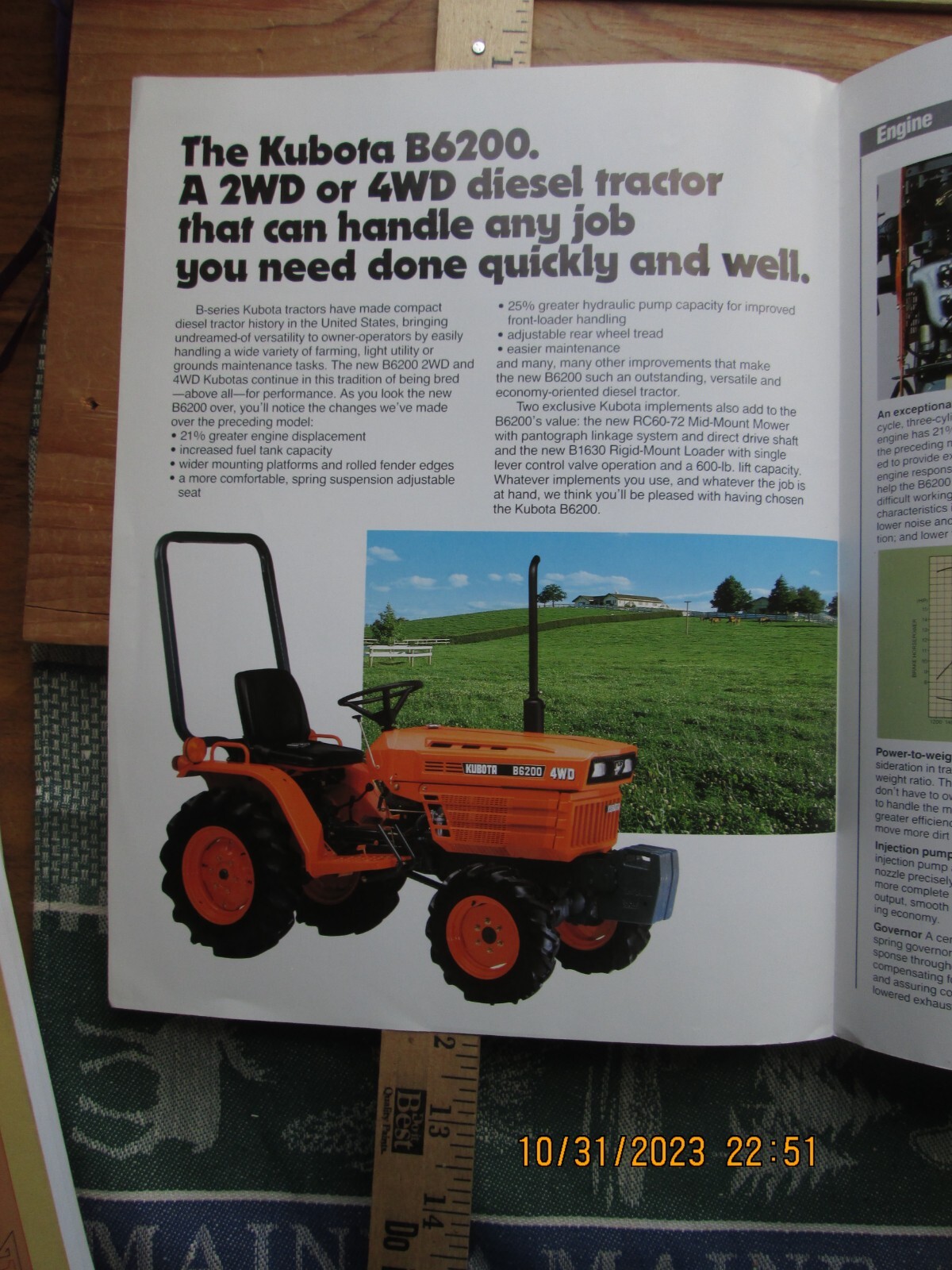 kubota diesel tractor 2WD 4WD b6200 brochure 1983