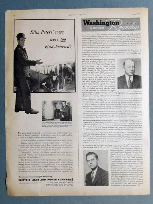 Large 1947 Light & Power Ad Photo Endorsed by Ellis Peters of Centre County, PA