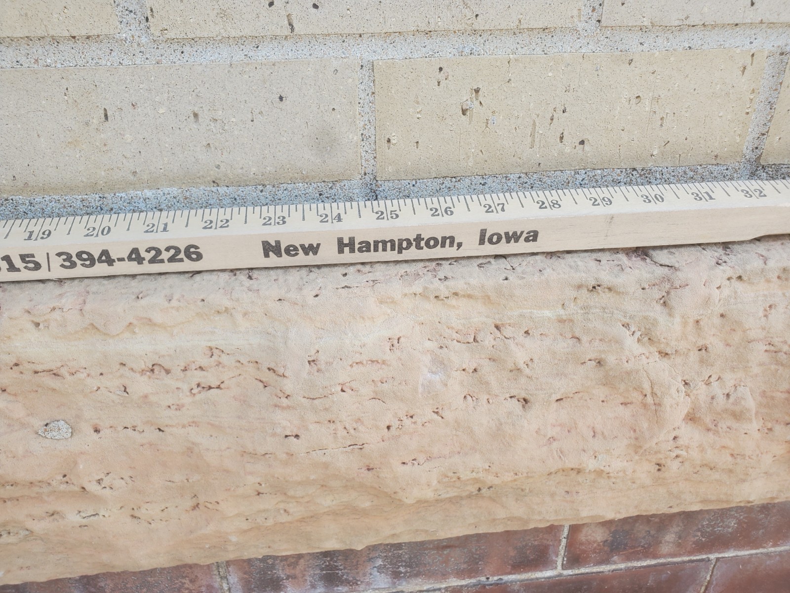 36&Prime; Wooden Yardstick Ag-land Implement New Hampton Iowa Hesston Westendorf Peck