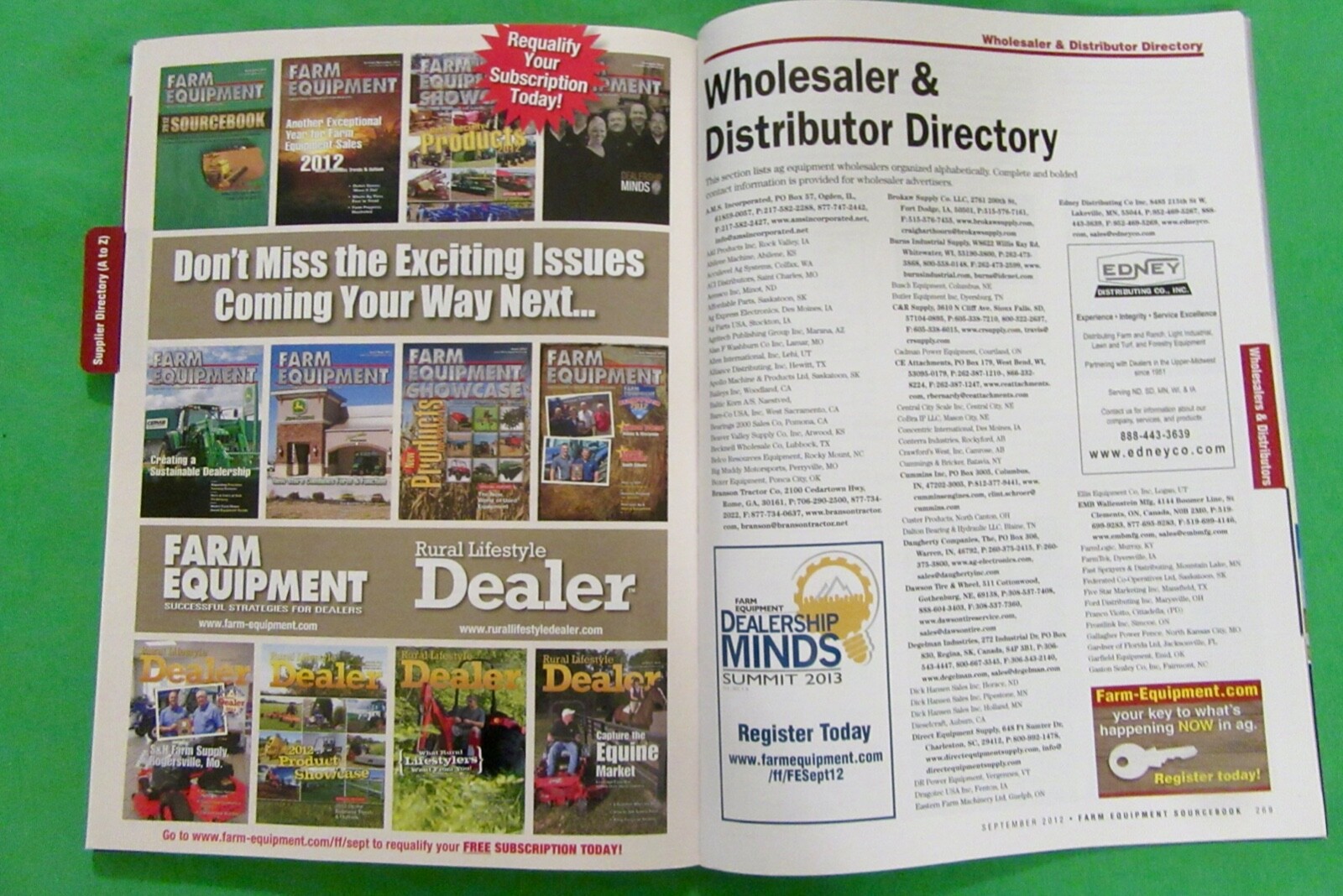Farm Equipment Sourcebook 2013 ( September 2012) 9 Directories & 289 pages