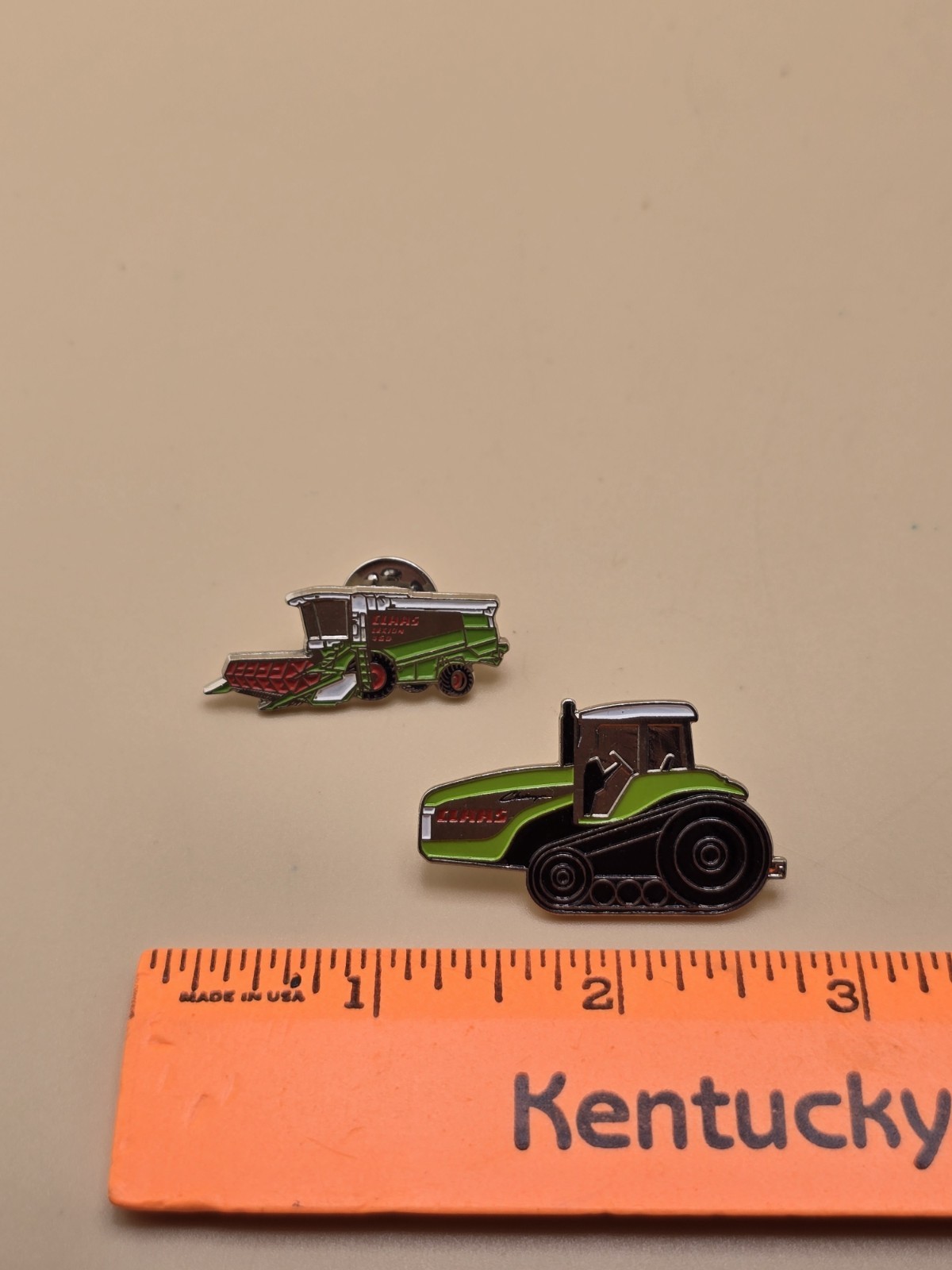 Lot Of 2 Vintage Claas Tractor Enamel Lapel Pin Challenger Agriculture Crawler