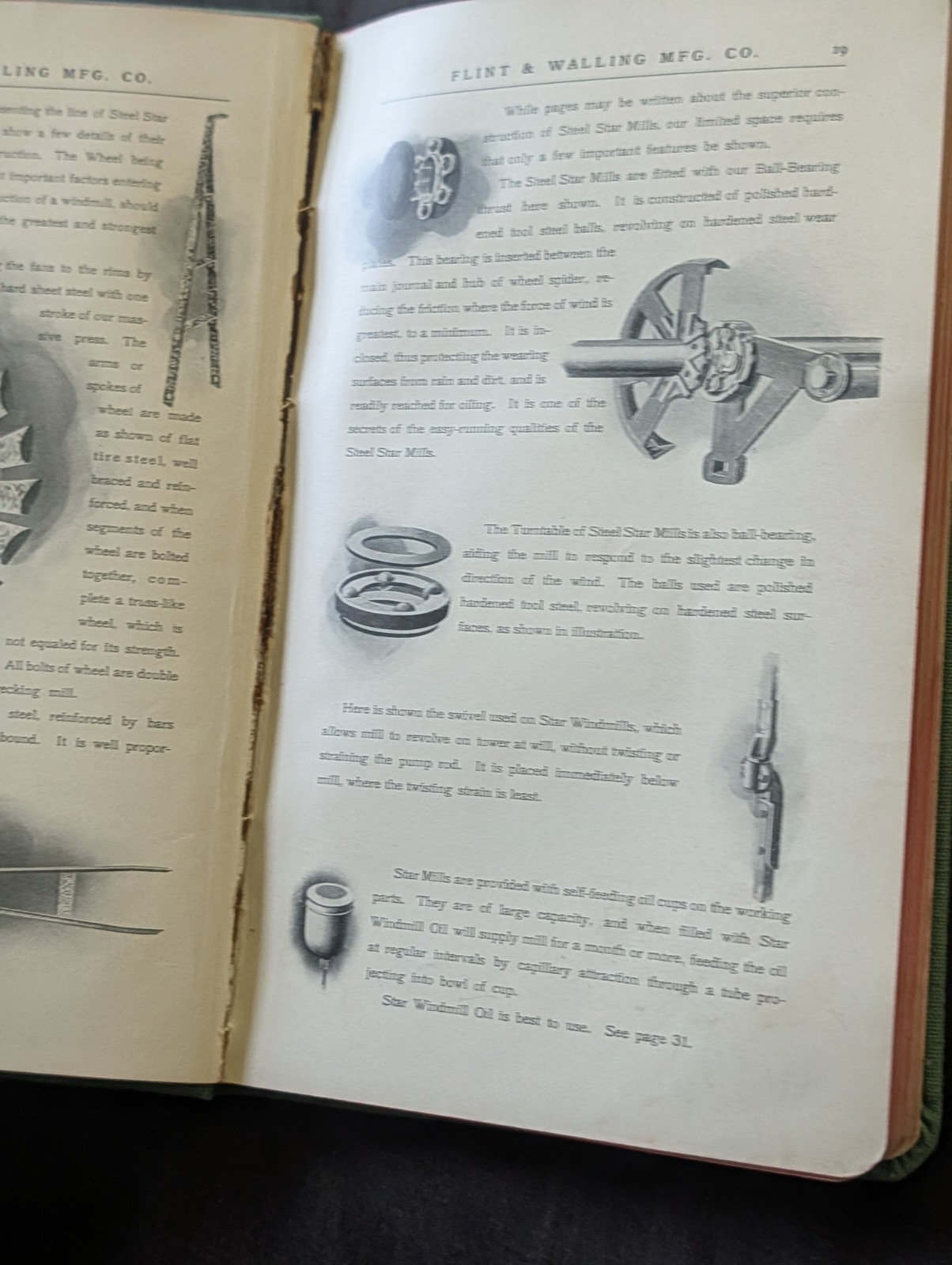 1901 Flint and walling Star windmill hardbound catalog. Windmills, Sawmill, ect.