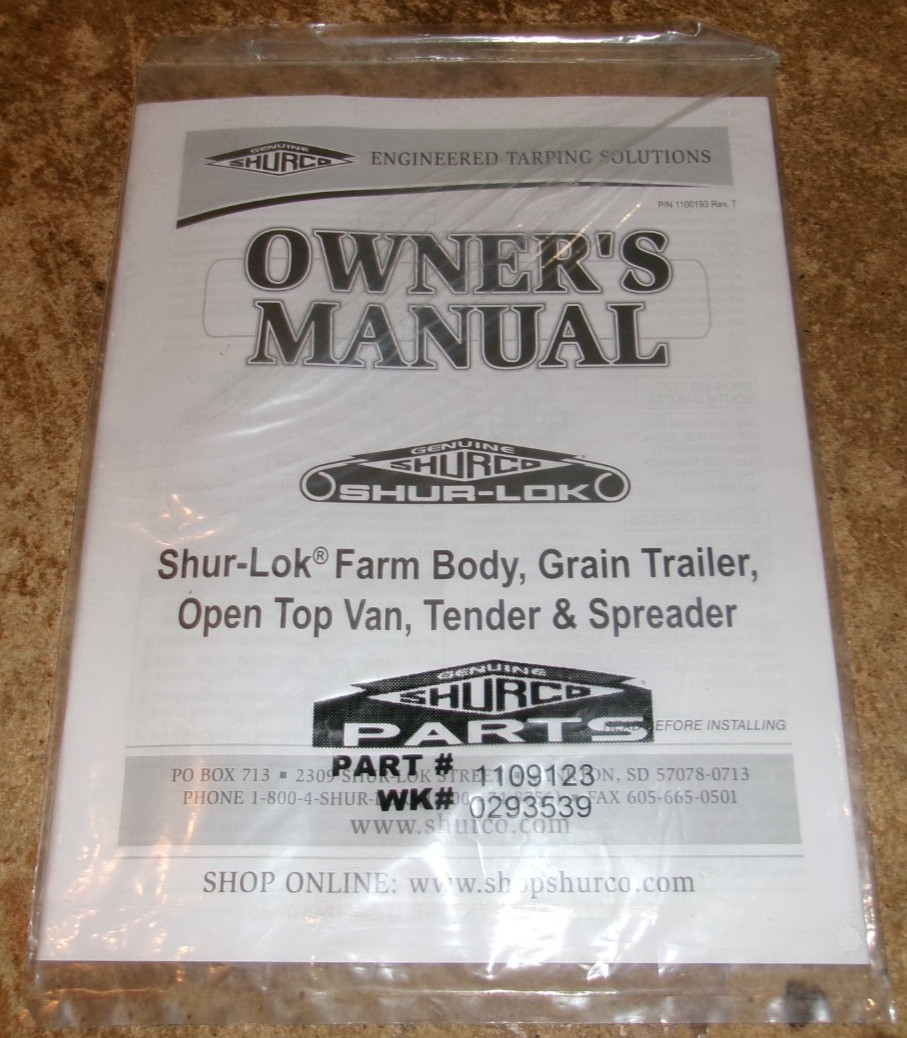 shurco tarp for assorted semi trailers owners manual sealed new