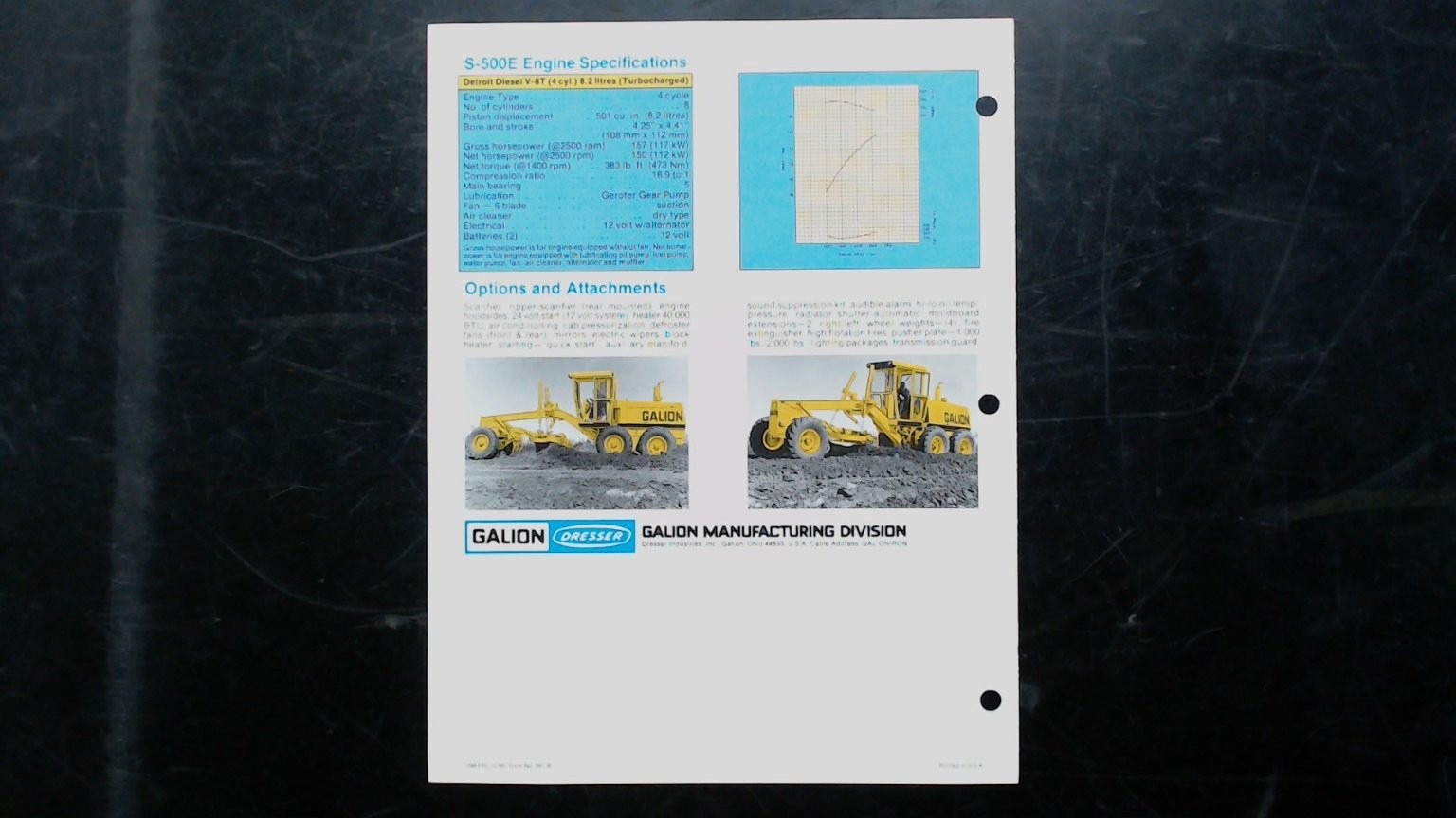 Galion S-500E Motor Grader Brochure Vintage Agricultural Equipment