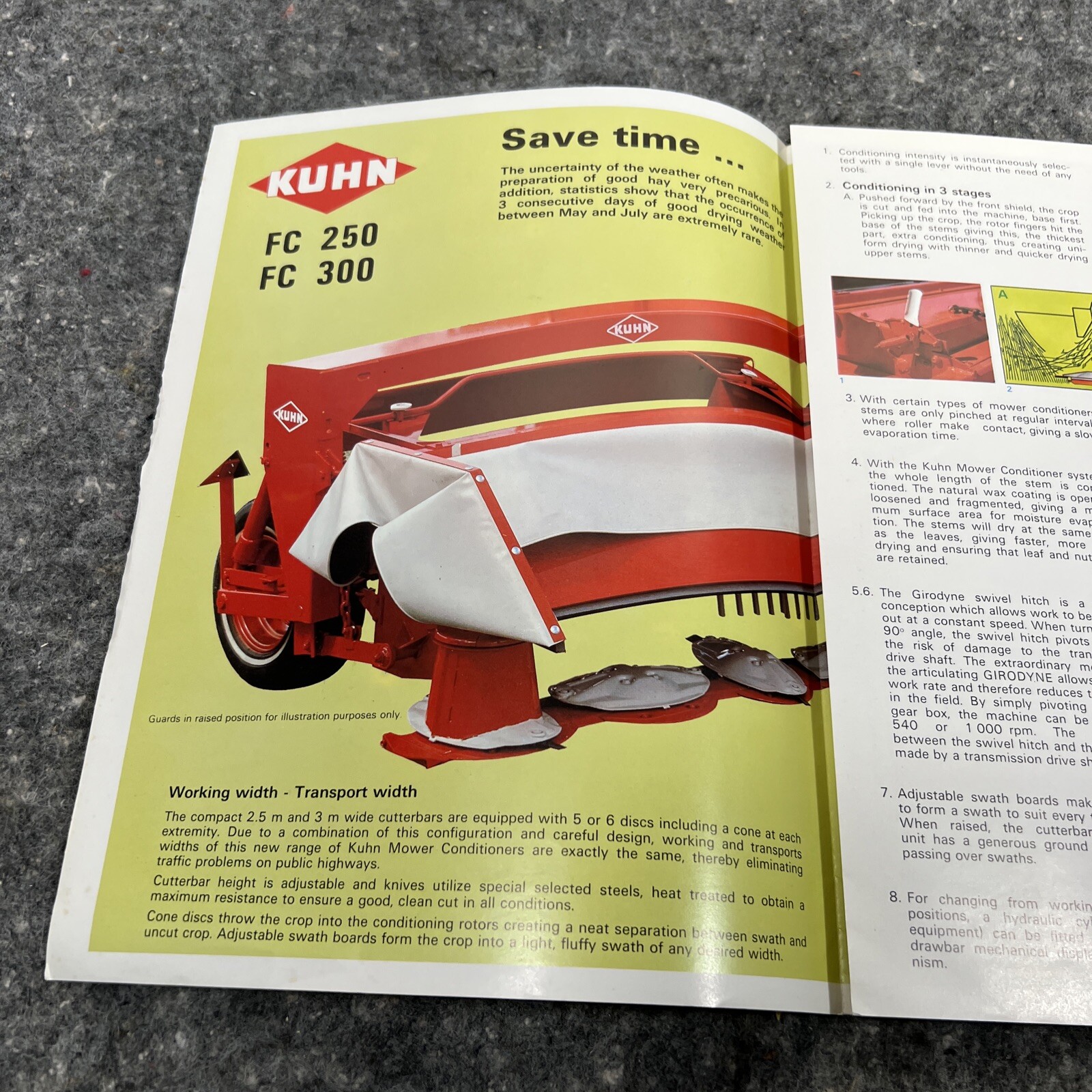 Original KUHN Mower Conditions Color Sales Brochure 250 300
