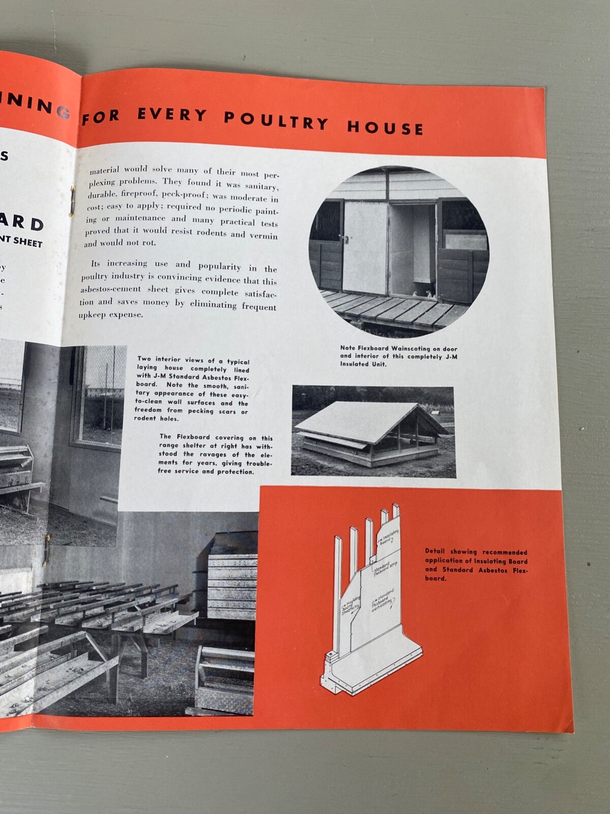 Vintage Johns-Manville Poultry House Building Materials Asbestos Siding Brochure