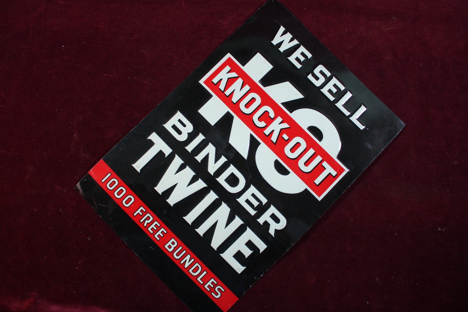 ** VINTAGE WE SELL KO KNOCK-OUT BINDER TWINE TIN SIGN AG DEALER ADVERTISING **