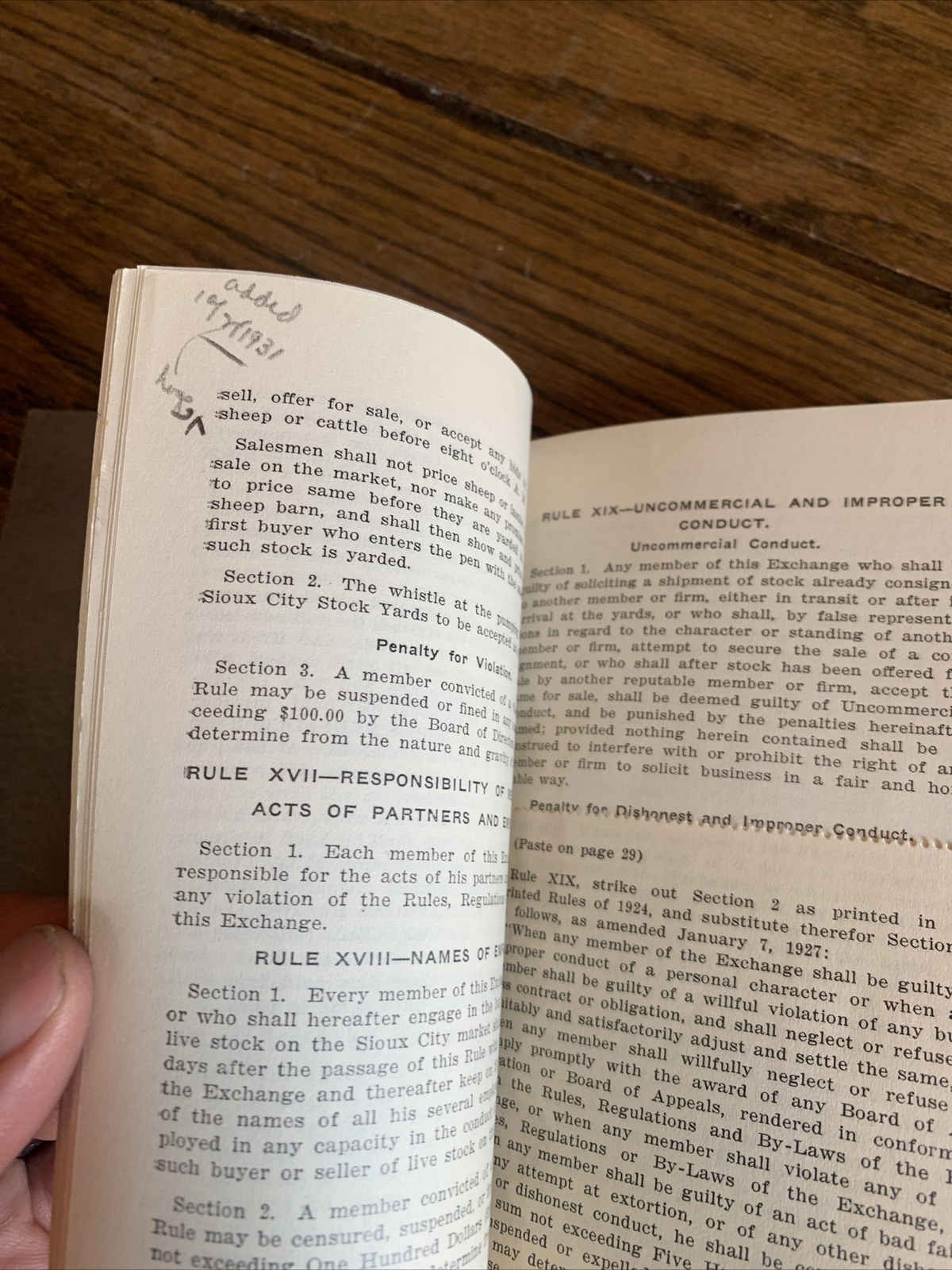 Rules And Regulations Sioux City Live Stock 1927-30 Historical With Amendments