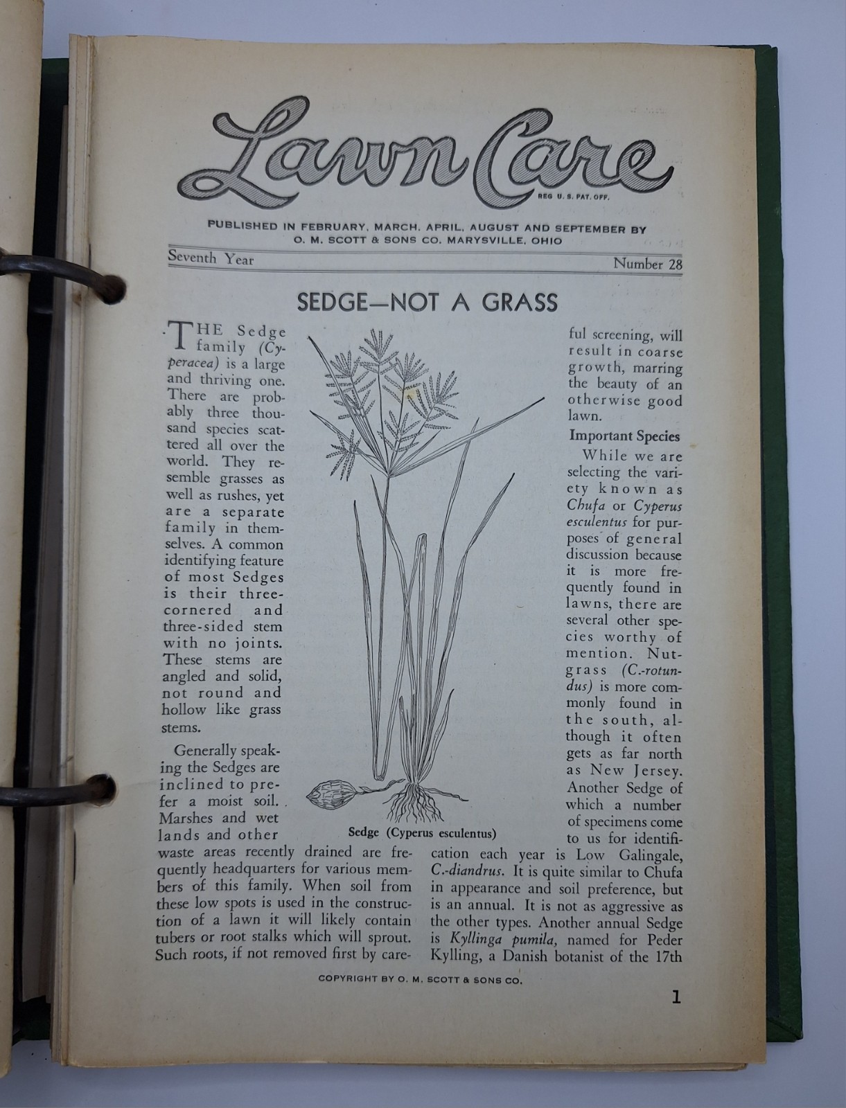 Scotts Lawn Care Binder w/Quarterly Bulletin Inserts O M Scott & Sons Co Vintage