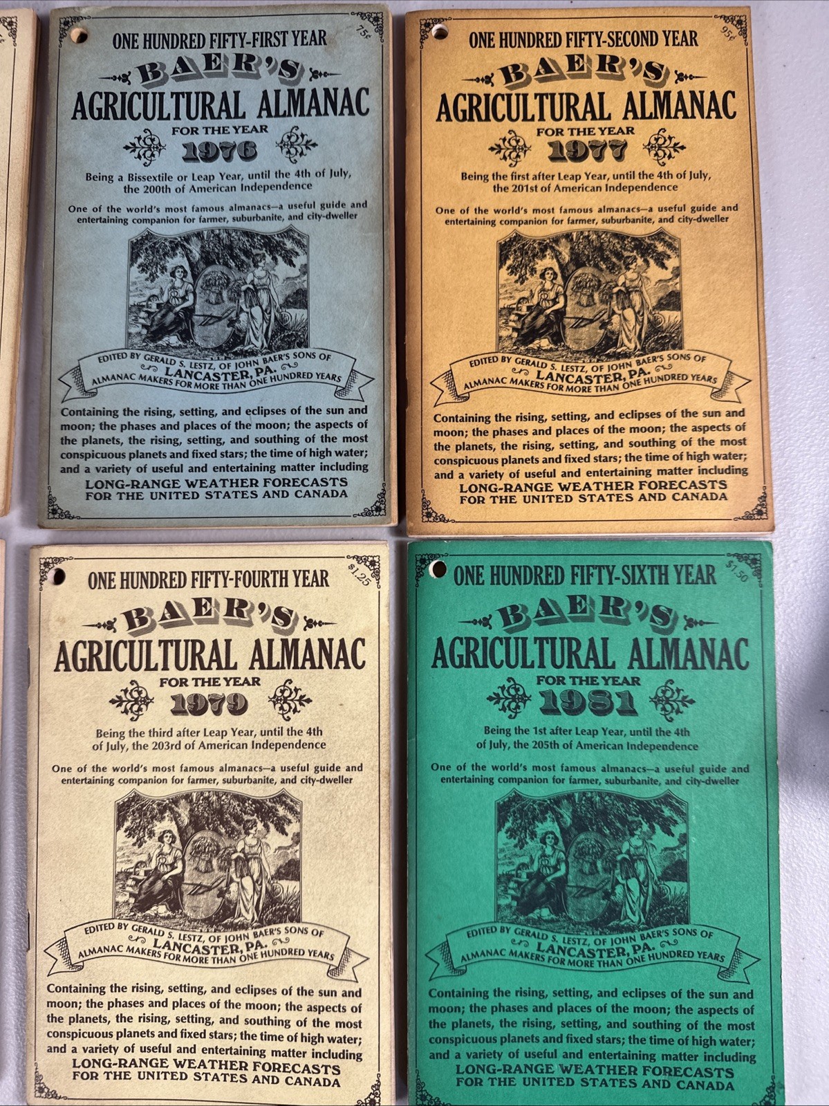 VINTAGE FARMERS & AGRICULTURAL ALMANACS BAER&rsquo;S LANCASTER PA 1969-1979 81-86 1989
