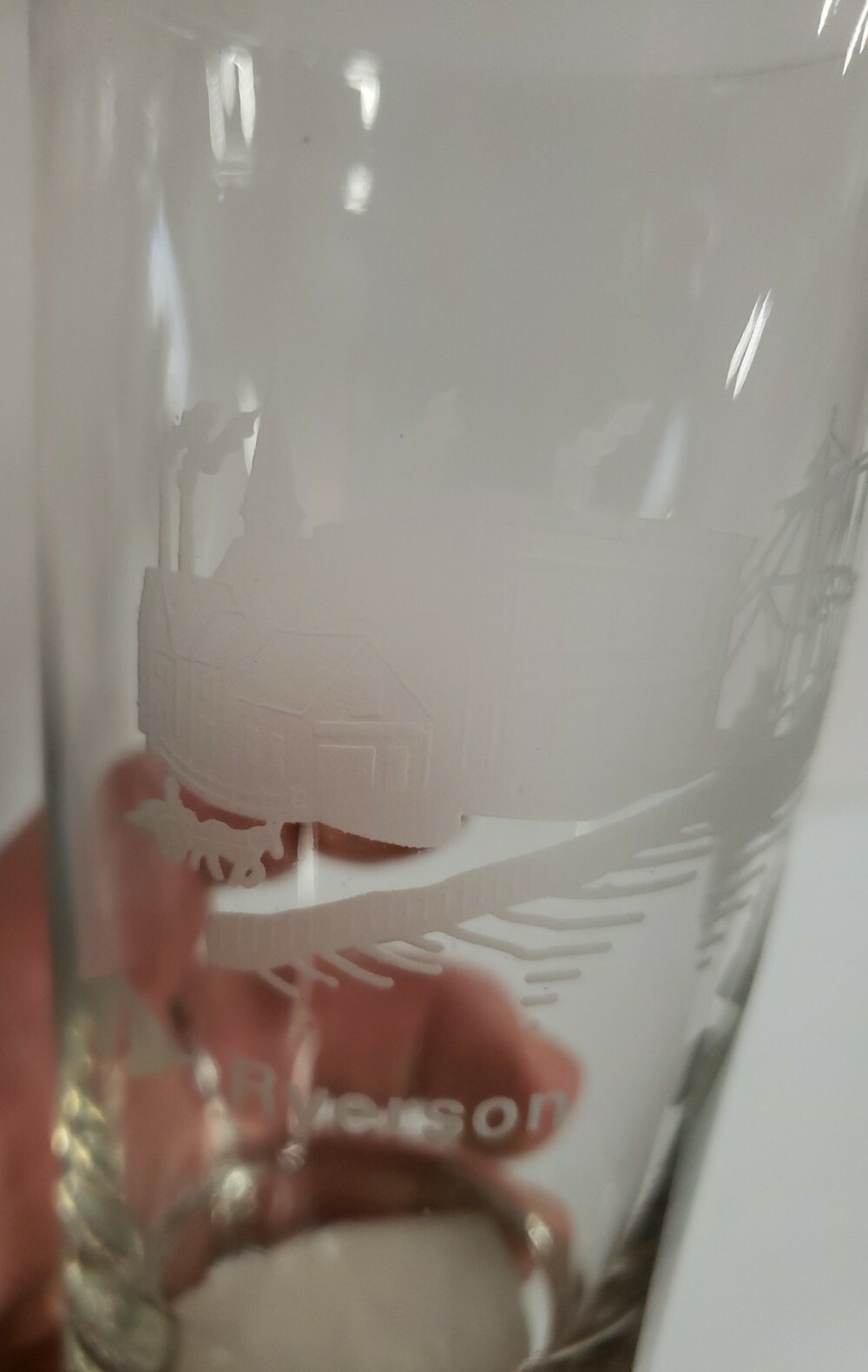 RARE NEW Inland Steel Logo Ryerson Ship, Company Building Etc Acid Etched Glass