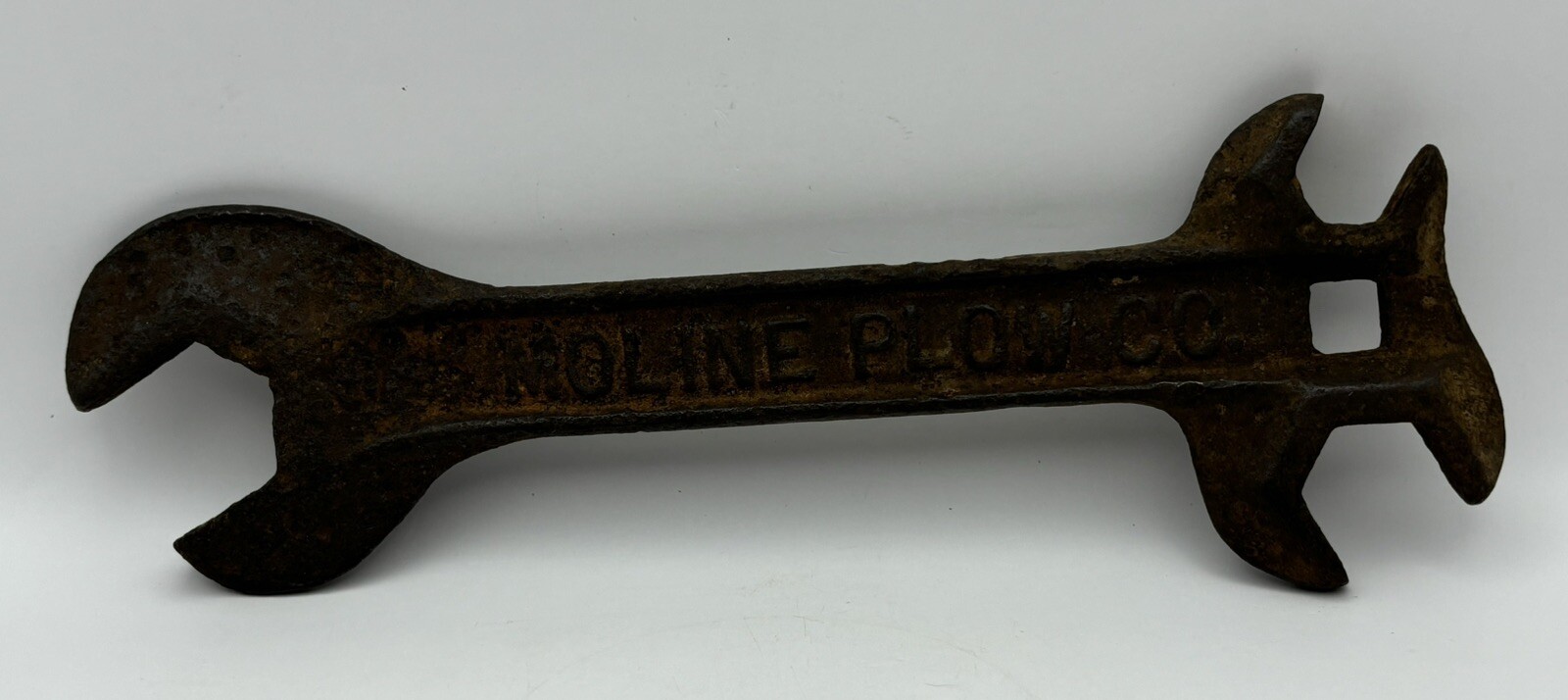 Old Farm Barn Find Vintage Hand Tool Moline Plow CO. Embossed Advertising Wrench