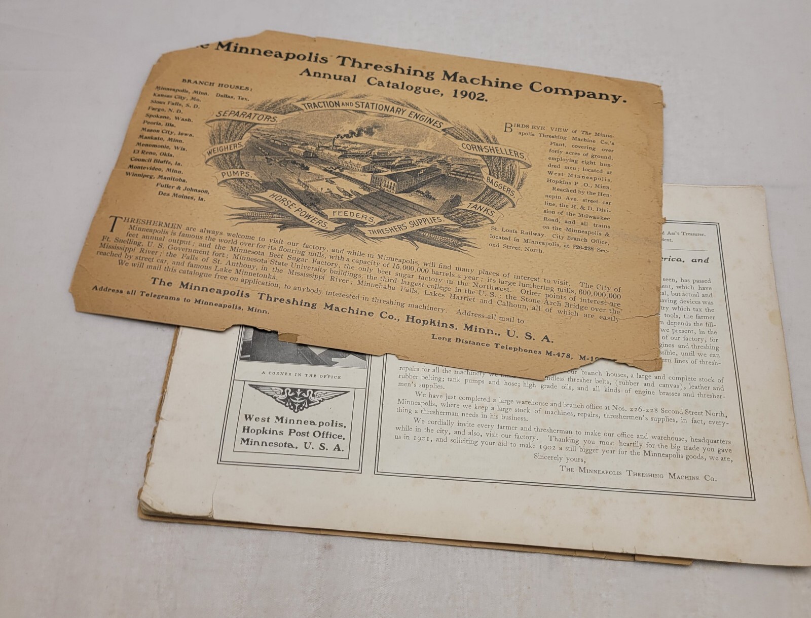 Minneapolis Threshing Machine Co. 1902 Catalog Brochure Minnesota Genuine