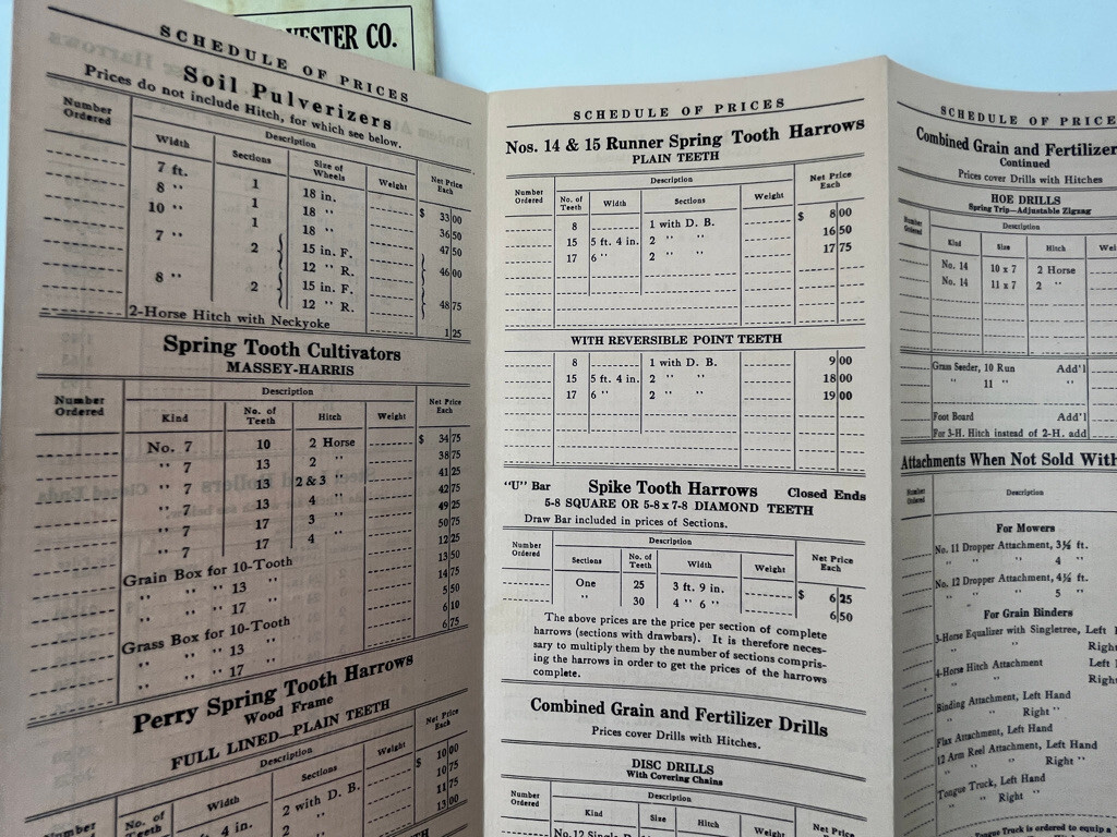 1912 &rsquo;17 3-Johnston Harvester Co Price List & Commission & Sale Contracts