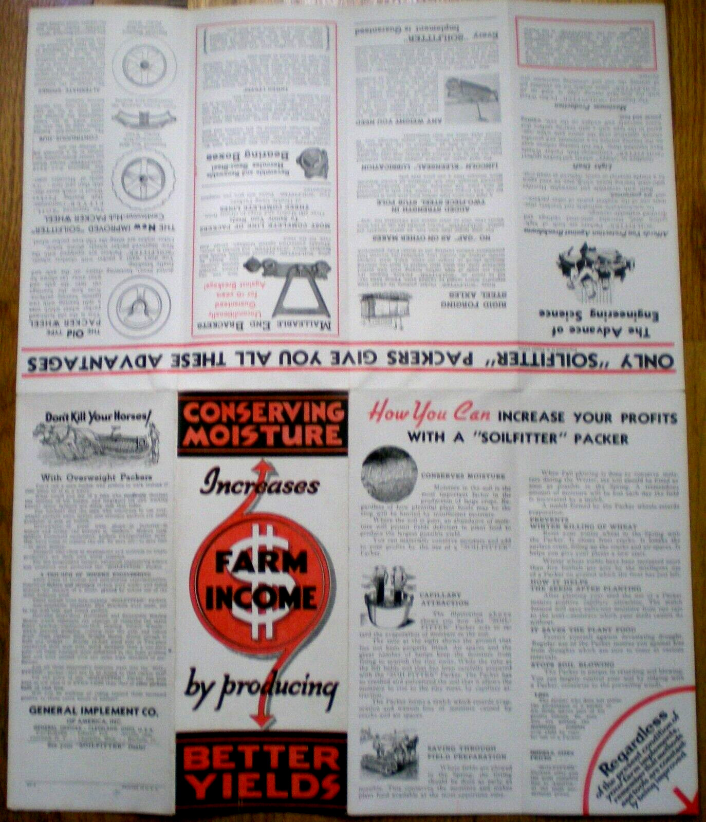 c1937 FARM IMPLEMENTS Broadside/Brochure ~ « Soilfitter » Packers