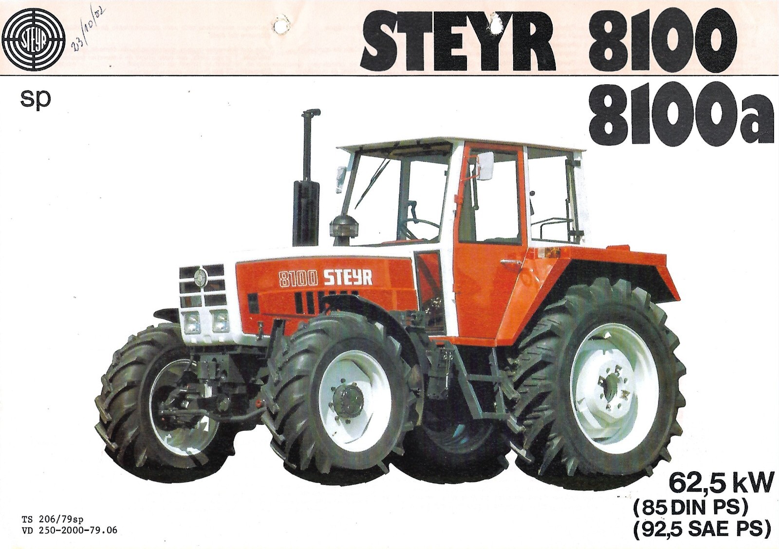 Farm Tractor Brochure – Steyr – 8100 8100A – c1979 (SPANISH) (F8393)