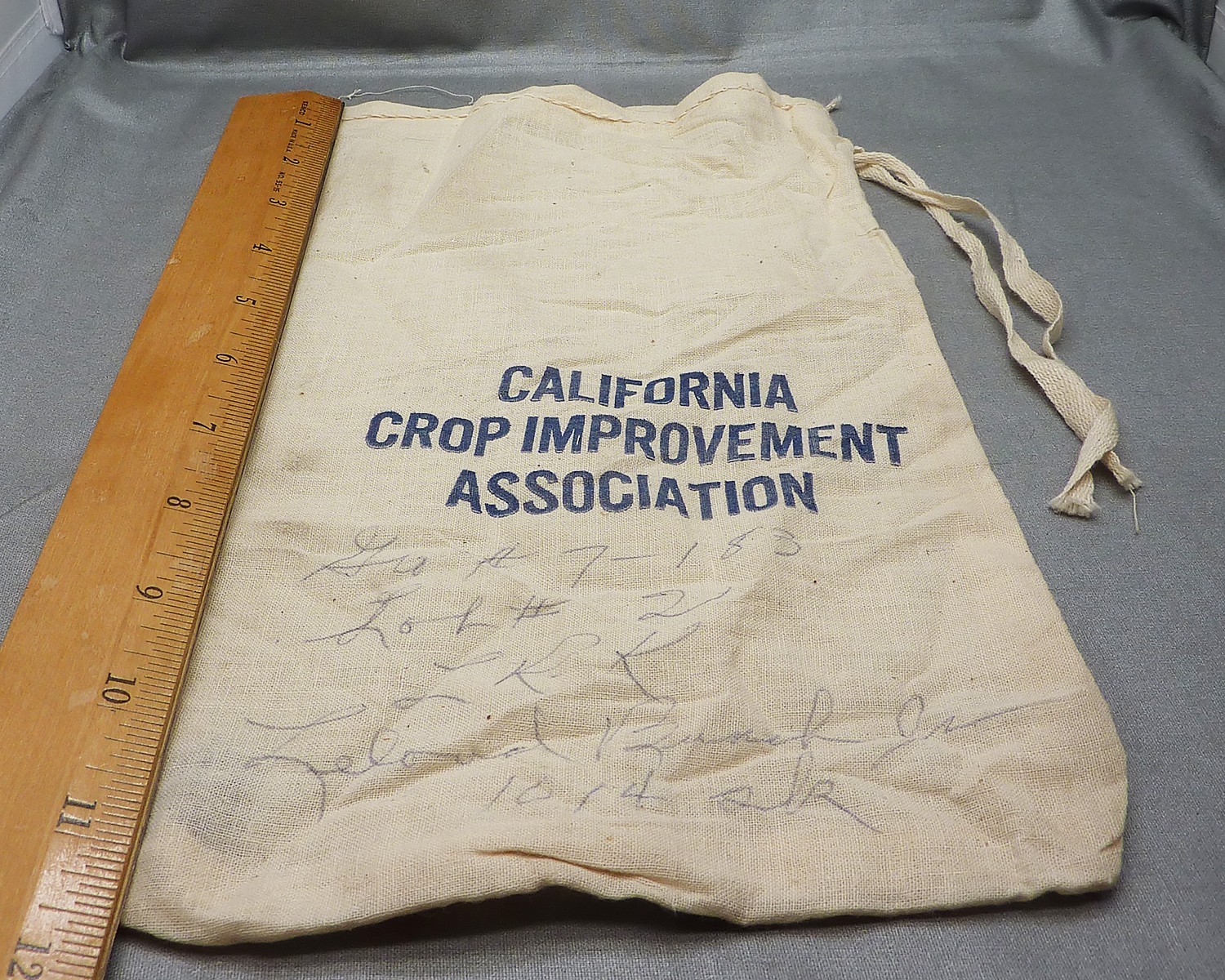 Vintage California Seed Association Cotton Canvas Seed Bag Agriculture 11.5&Prime;x7&Prime;